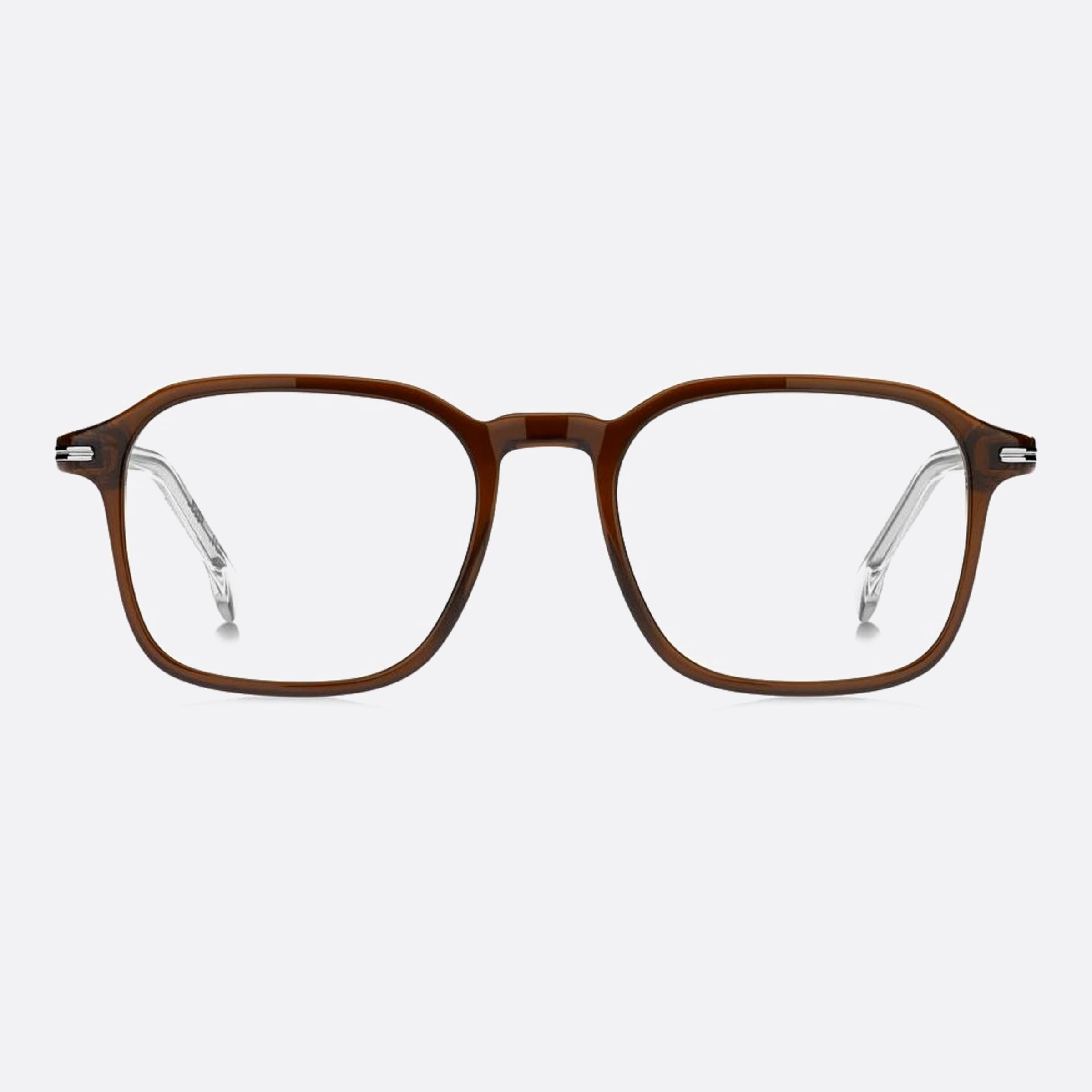 Boss 51mm Boss 09q Brown Geometric Men Eyeglasses - Main View