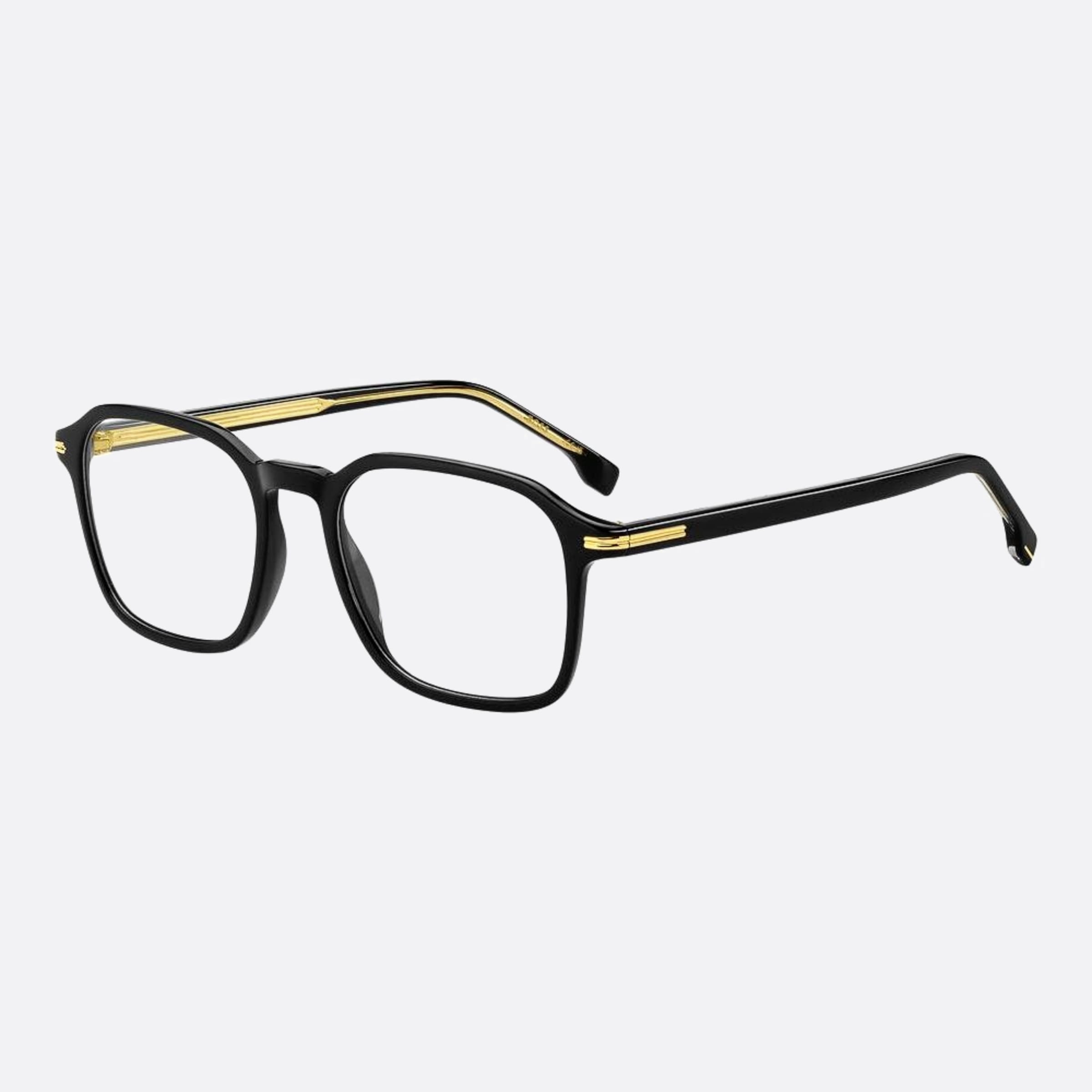 Boss 51mm Boss Black Geometric Men Eyeglasses - Main View