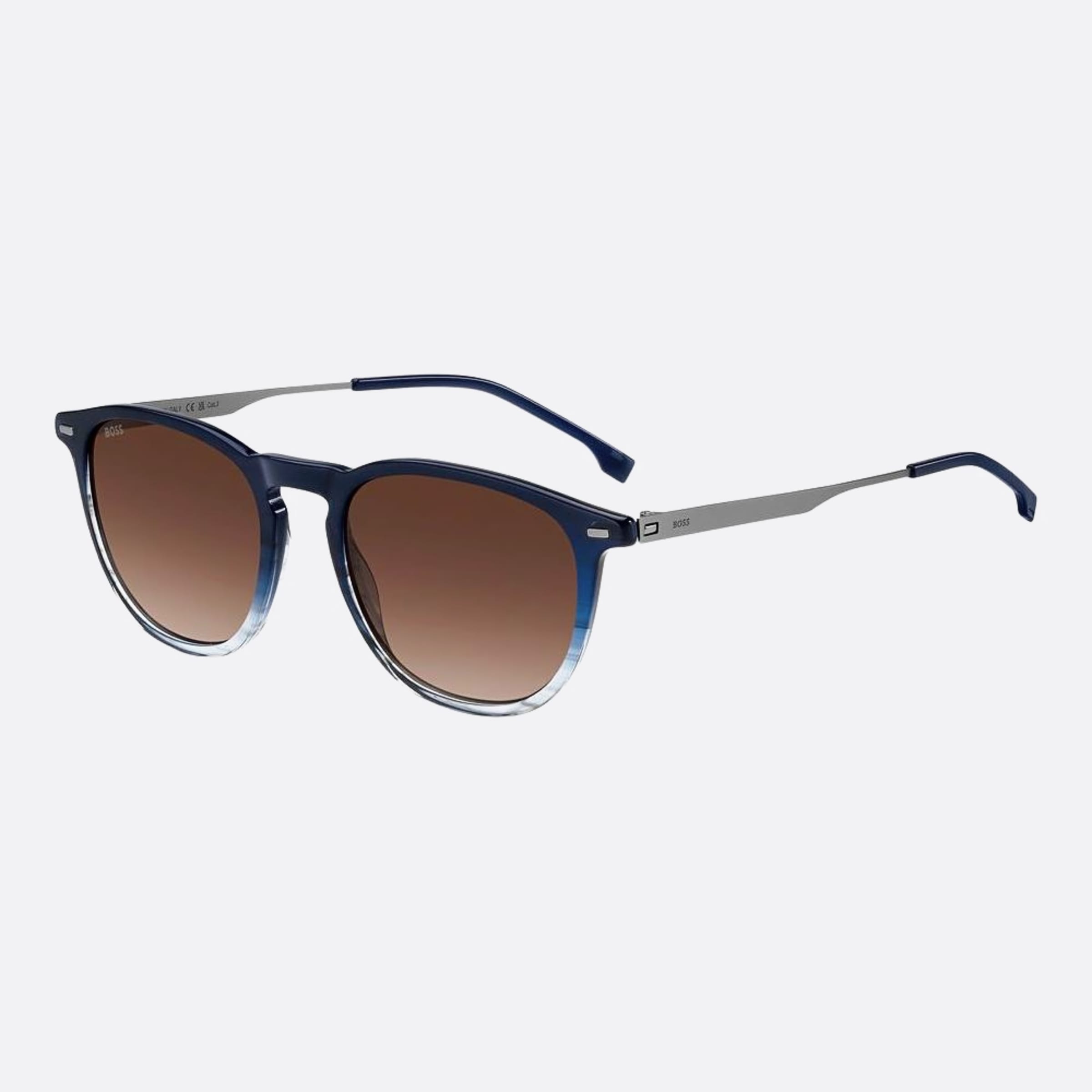 Boss 52mm Boss Qeu Blue Round Men Sunglasses - Side View