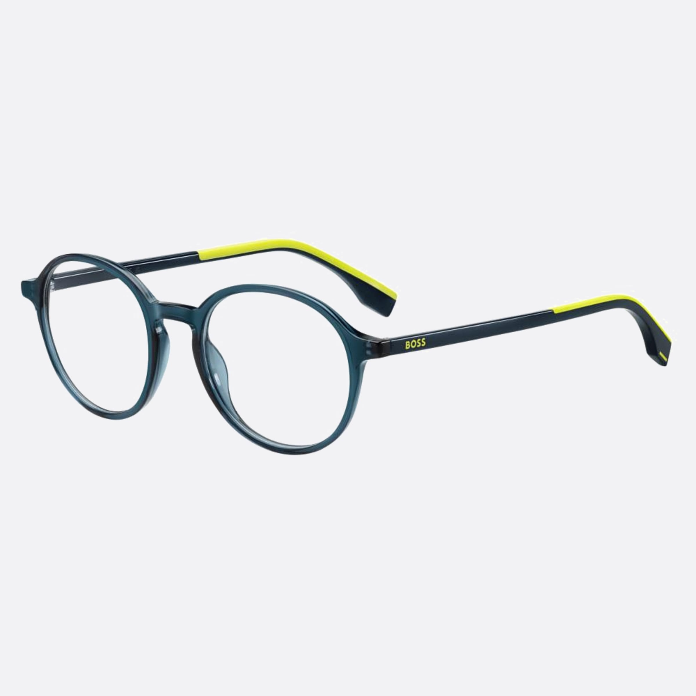 Boss 46mm Boss Zi9 Transparent Round Unisex Eyeglasses - Side View