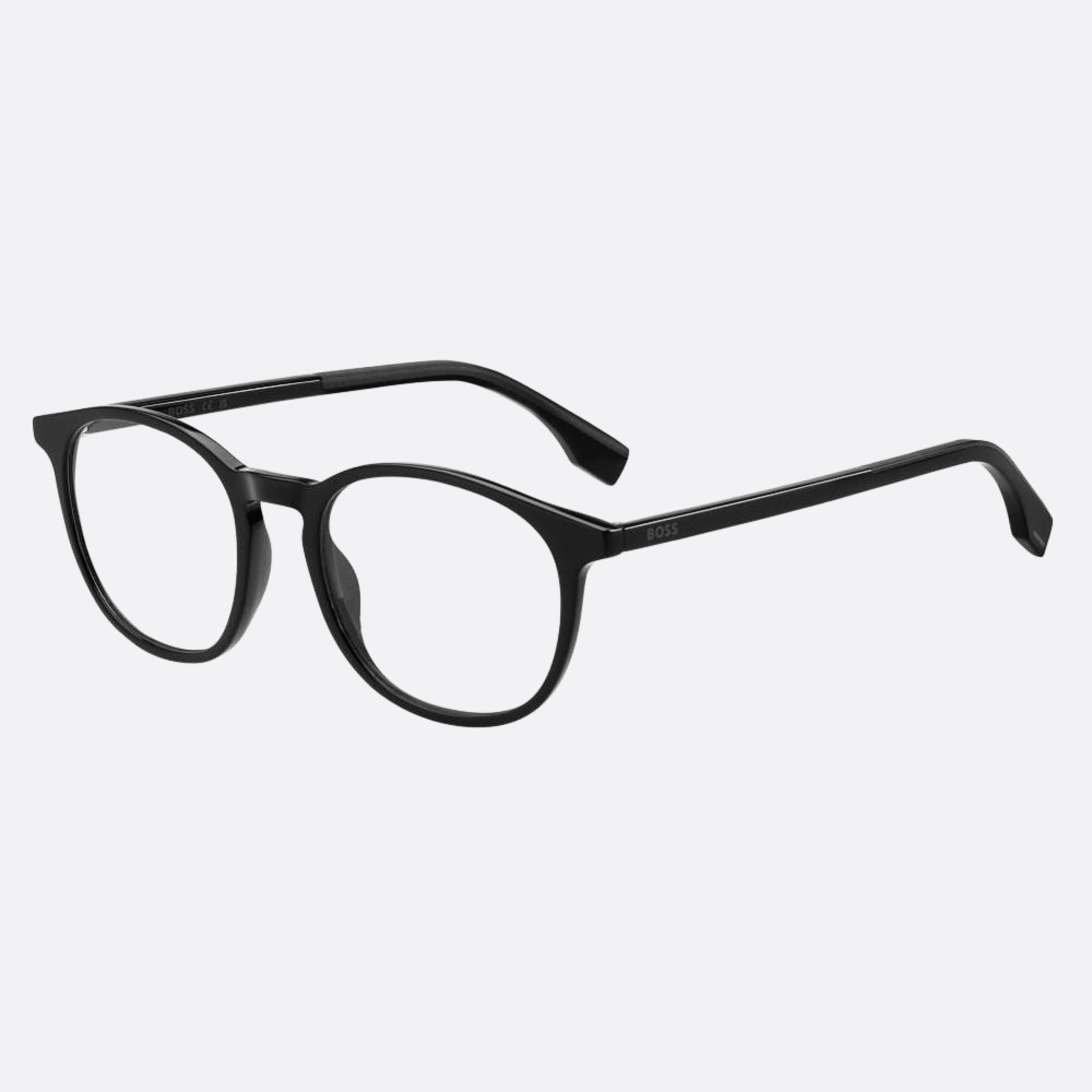Boss 47mm Boss Black Round Unisex Eyeglasses - Side View