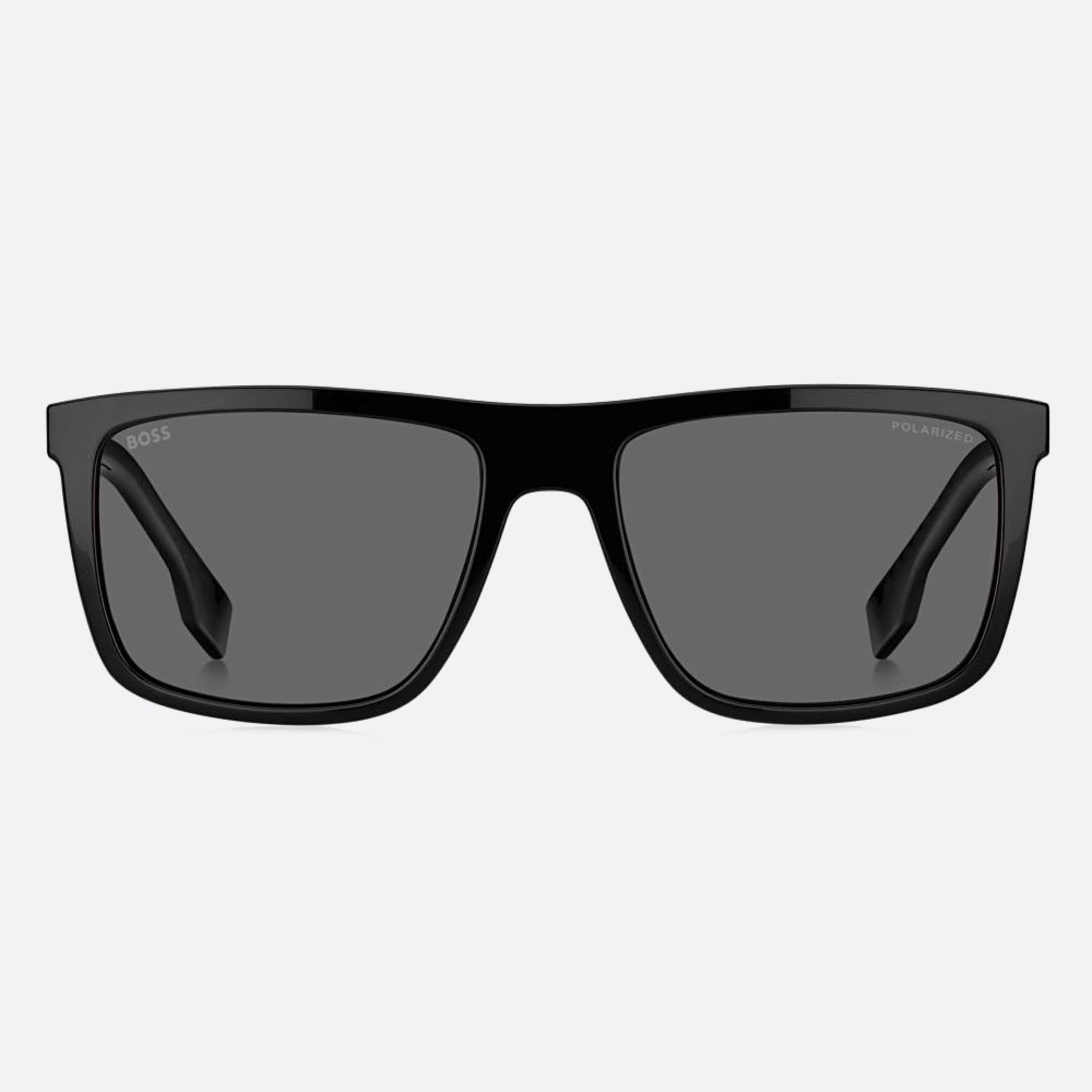 Boss 56mm Boss Black Squared Polarized Men Sunglasses - Main View