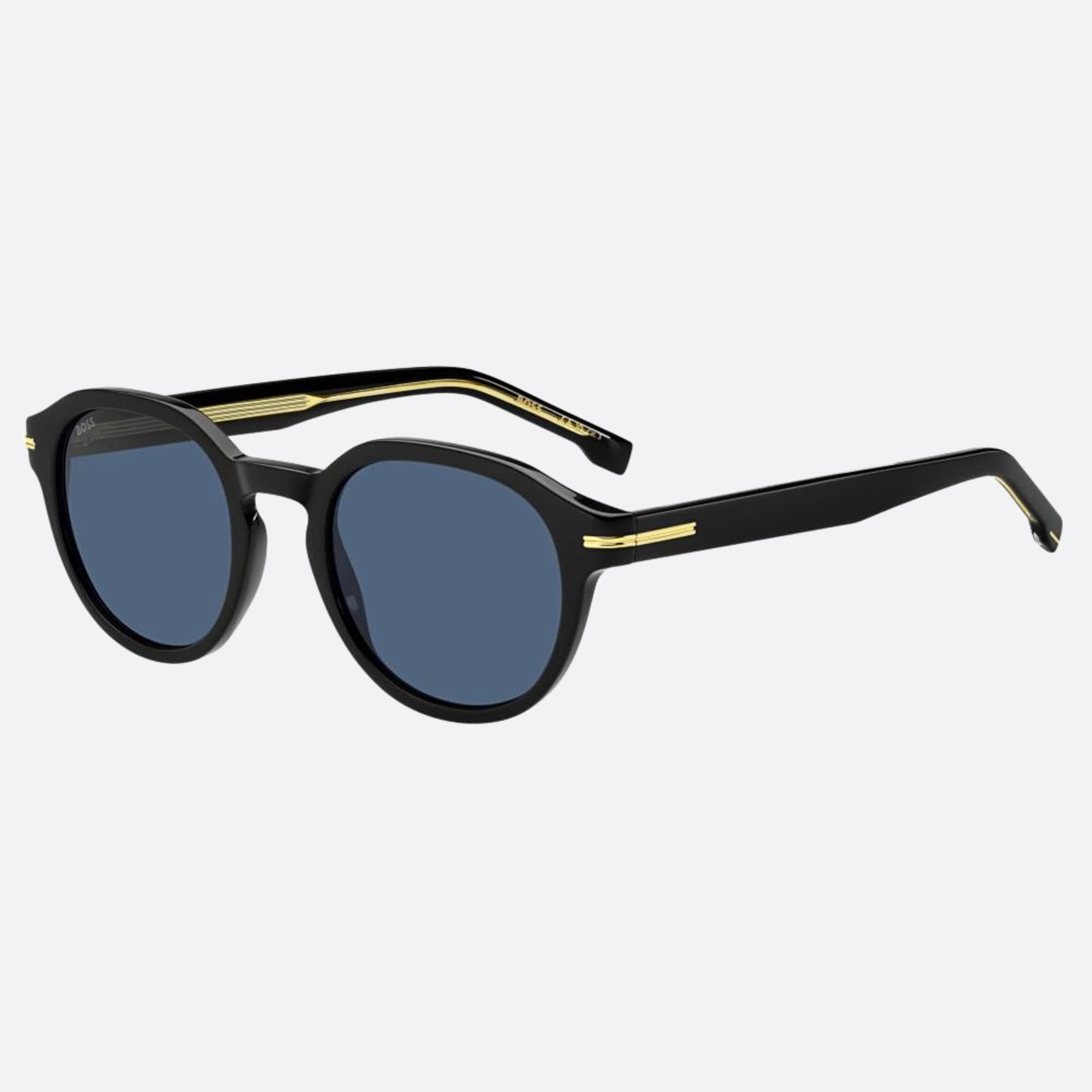 Boss 50mm Boss Black Round Men Sunglasses - Side View