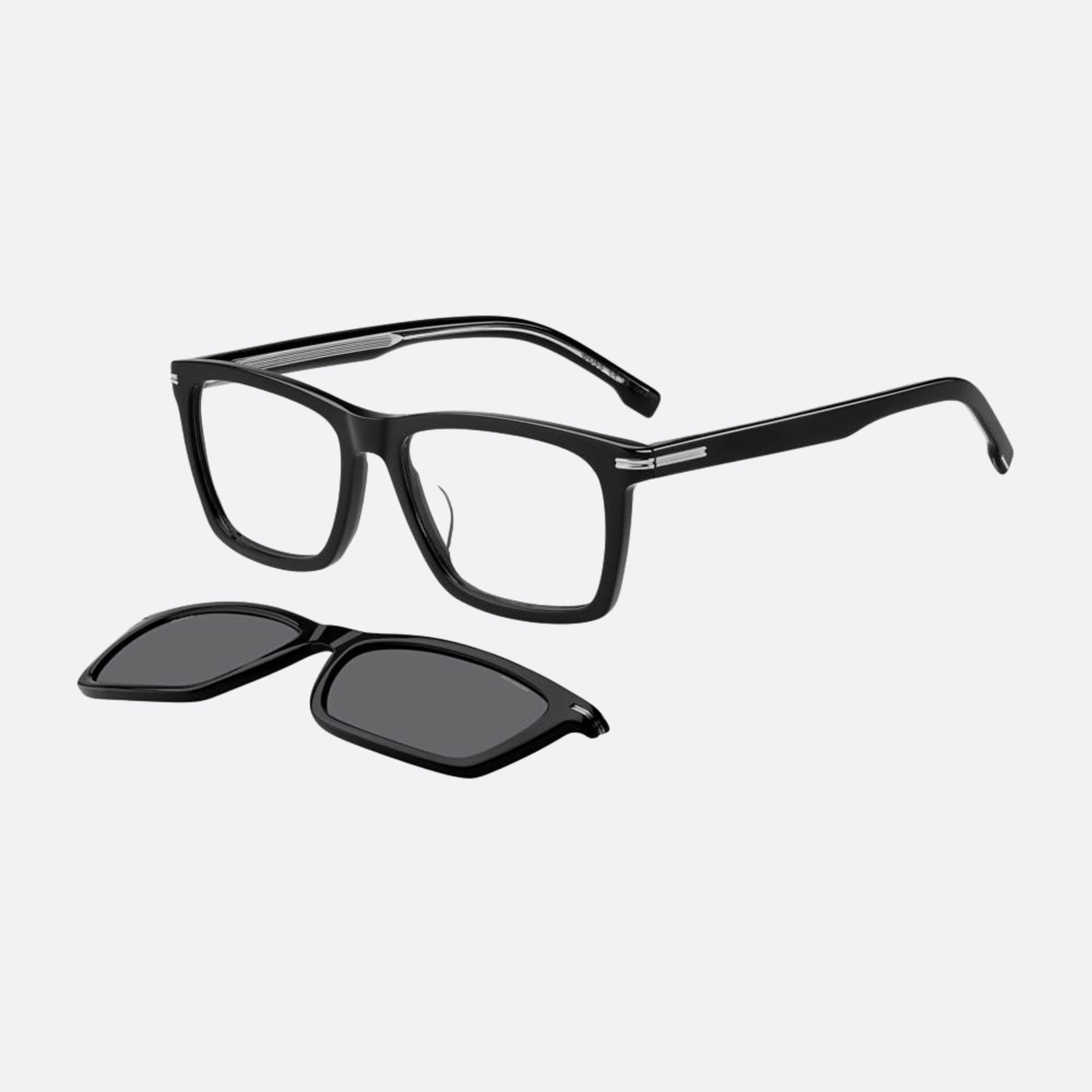 Boss 55mm Boss With Clip Black Squared Polarized Men Sunglasses - Side View
