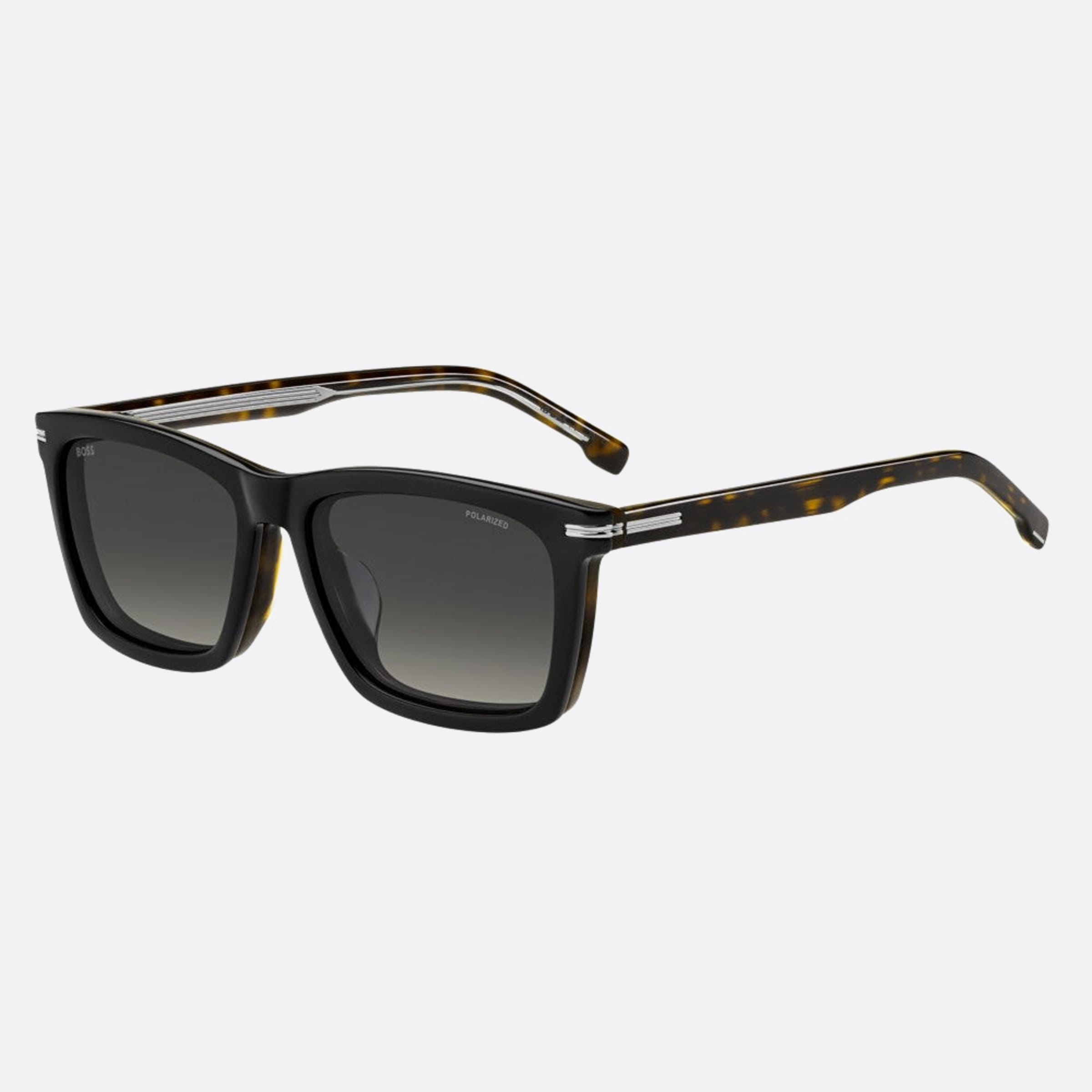 Boss 55mm Boss With Clip Wr7 Havana Squared Polarized Men Sunglasses - Detail View