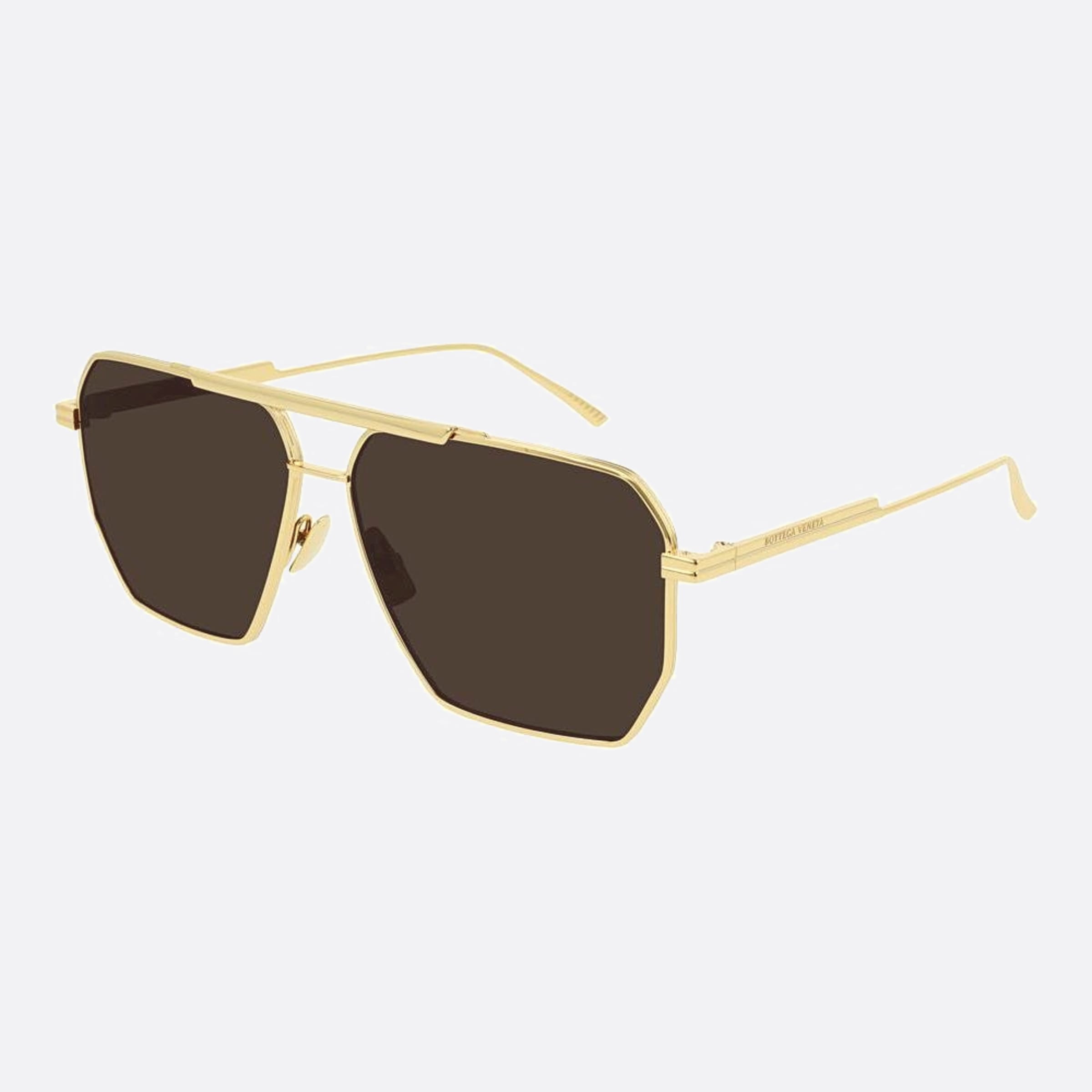 Bottega 60mm Veneta Gold Pilot Man Sunglasses - Side View
