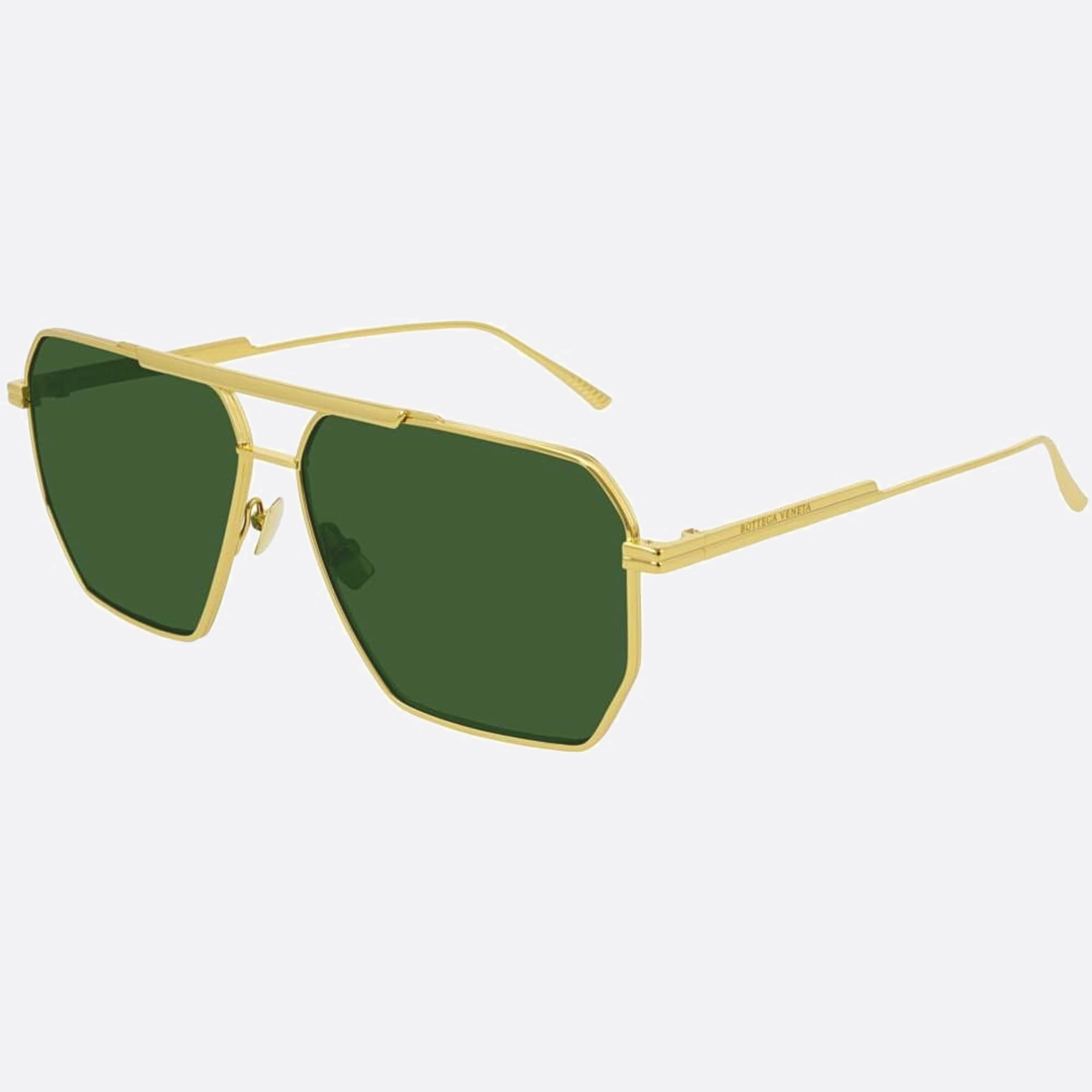Bottega 60mm Veneta Gold Pilot Man Sunglasses - Side View