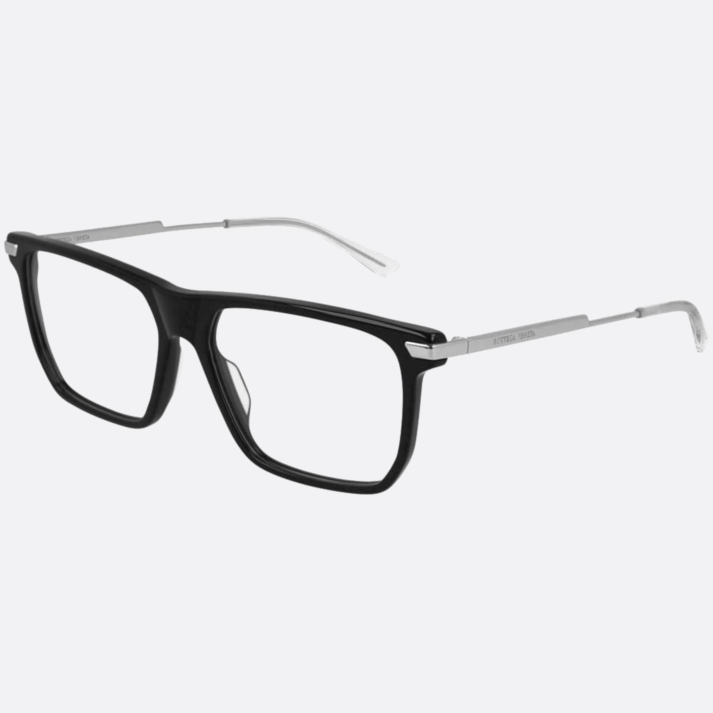 Bottega 56mm Veneta Black Geometric Man Eyeglasses - Side View