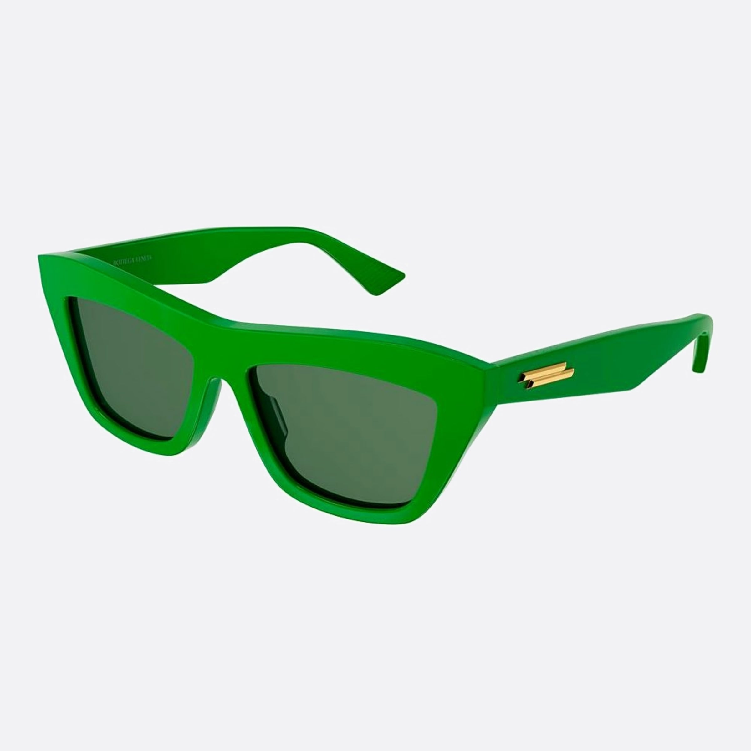 Bottega 55mm Veneta Green Geometric Unisex Sunglasses - Side View