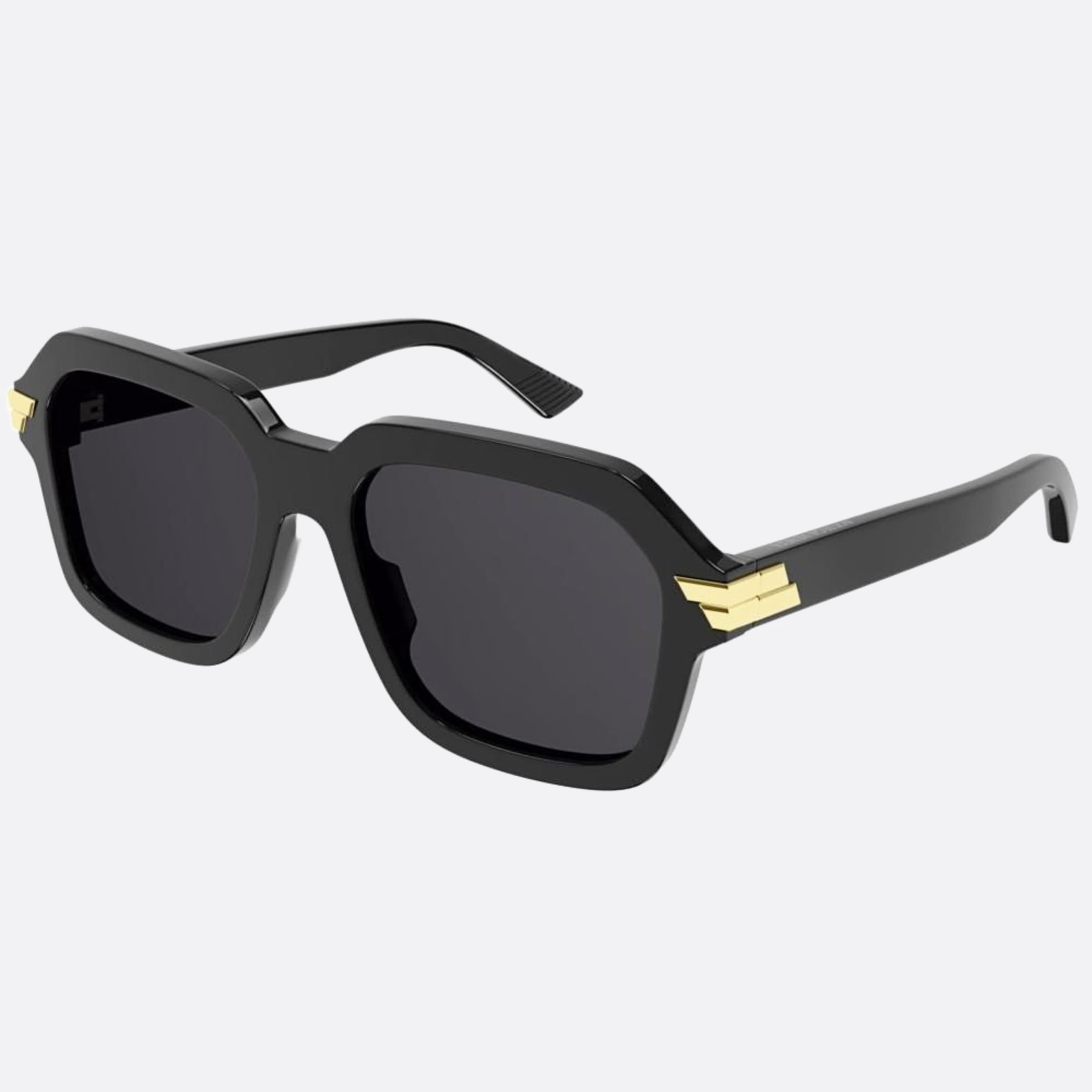 Bottega 56mm Veneta Black Geometric Unisex Sunglasses - Side View