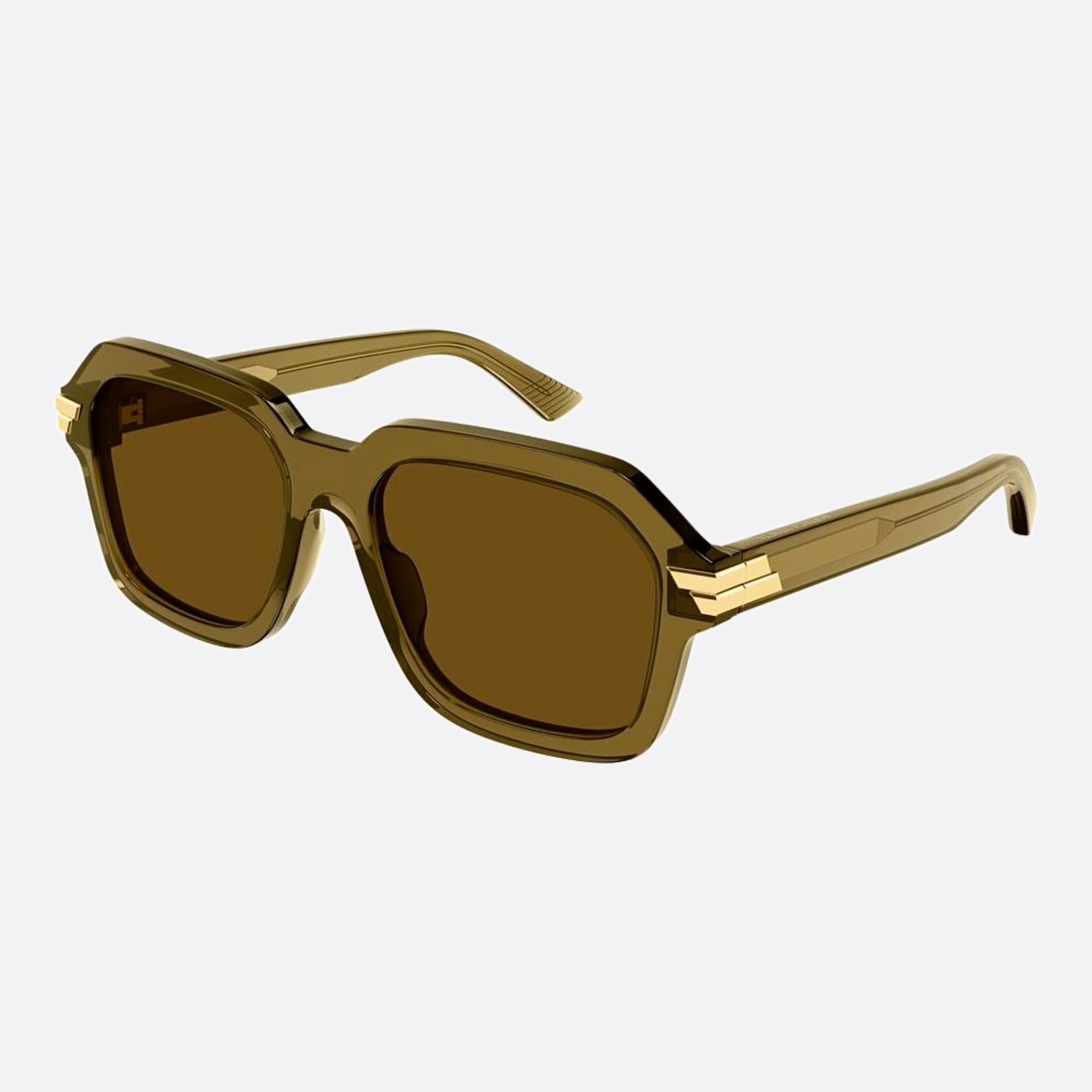 Bottega 56mm Veneta Brown Geometric Unisex Sunglasses - Side View