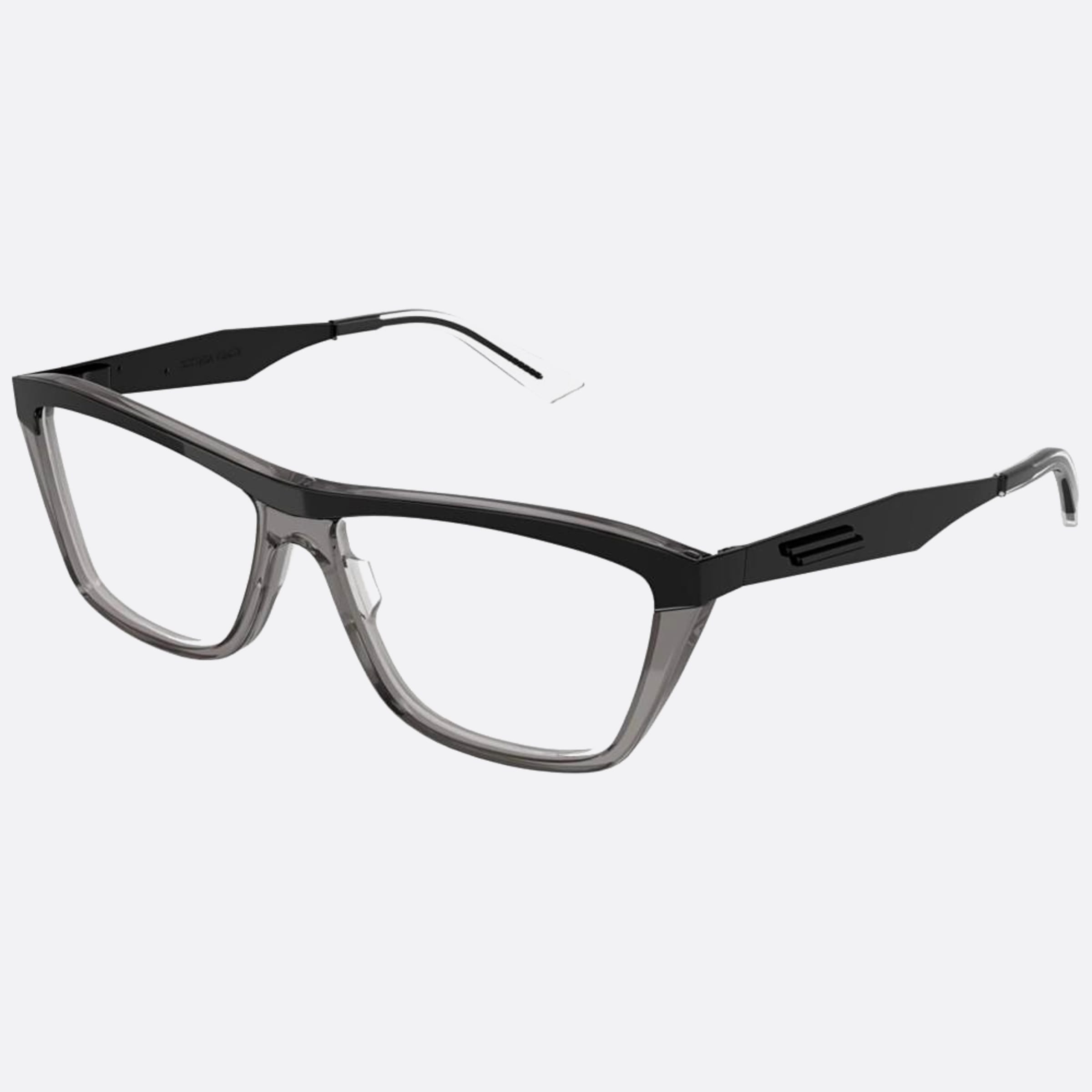 Bottega 57mm Veneta Black Geometric Unisex Eyeglasses - Side View
