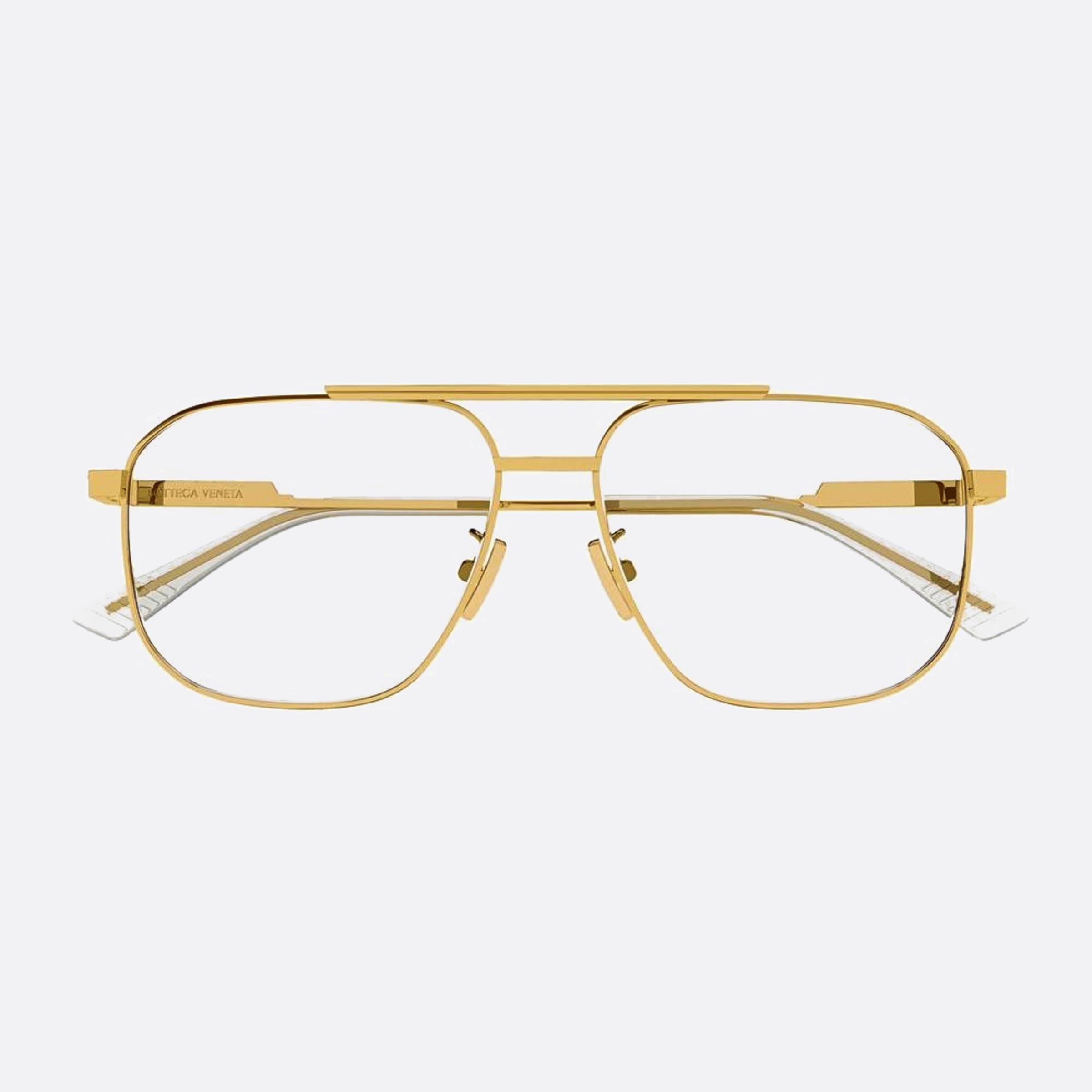 Bottega 56mm Veneta Gold Squared Unisex Eyeglasses - Main View