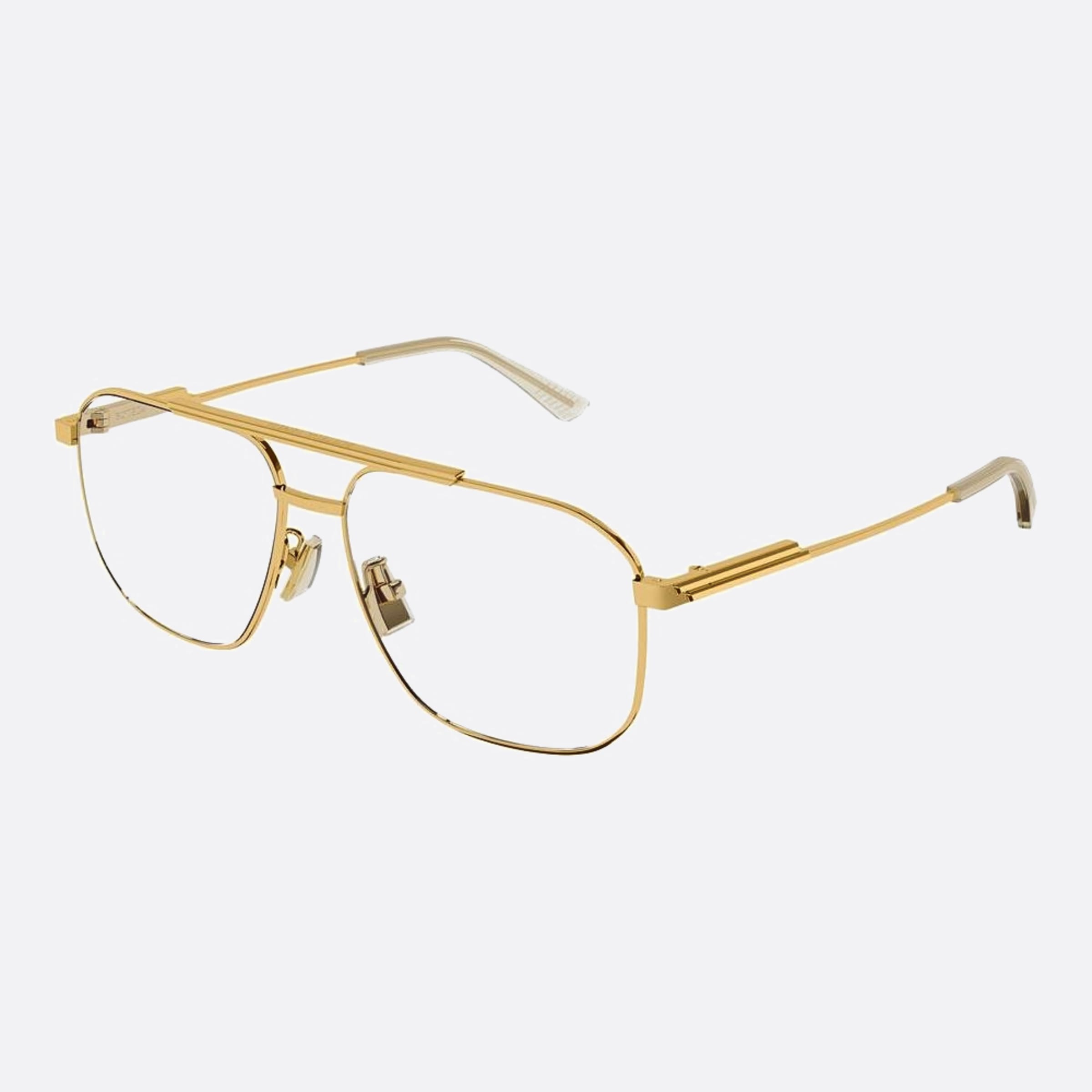 Bottega 56mm Veneta Gold Squared Unisex Eyeglasses - Side View
