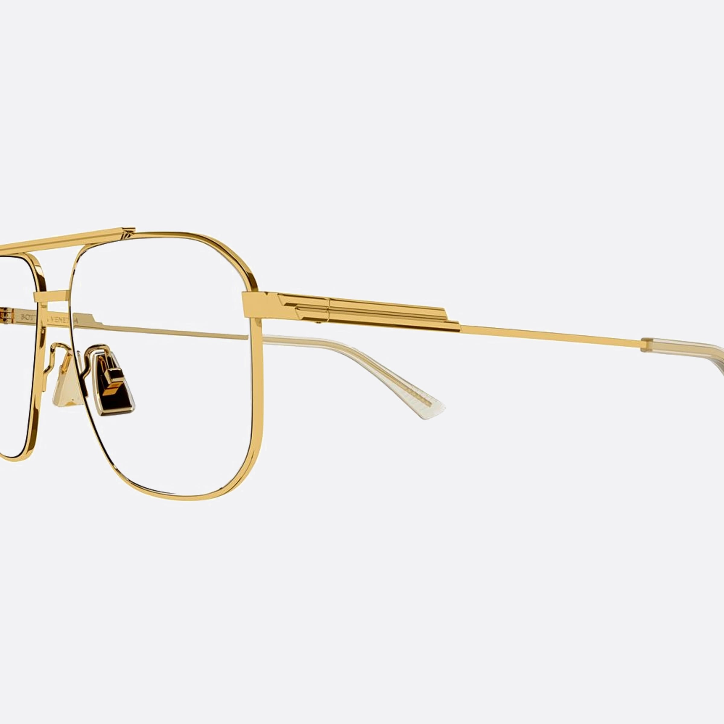 Bottega 56mm Veneta Gold Squared Unisex Eyeglasses - Detail View