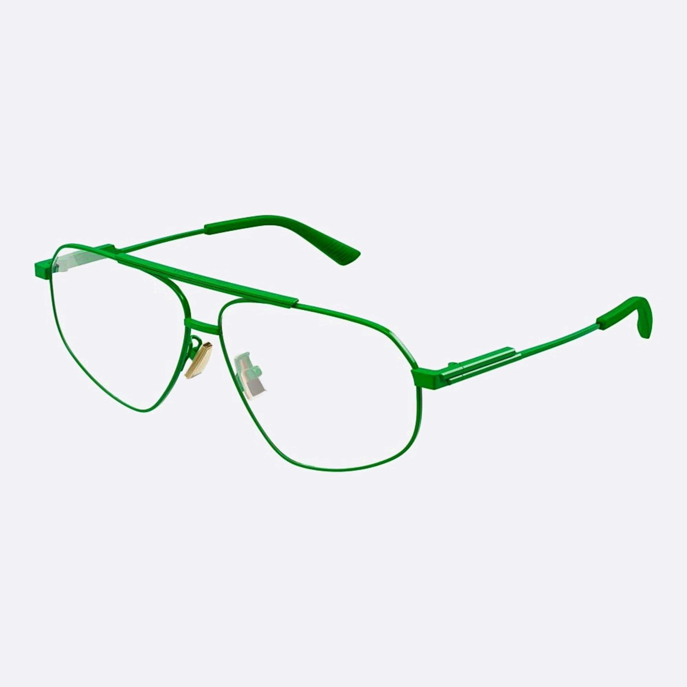 Bottega 59mm Veneta Green Pilot Unisex Eyeglasses - Side View