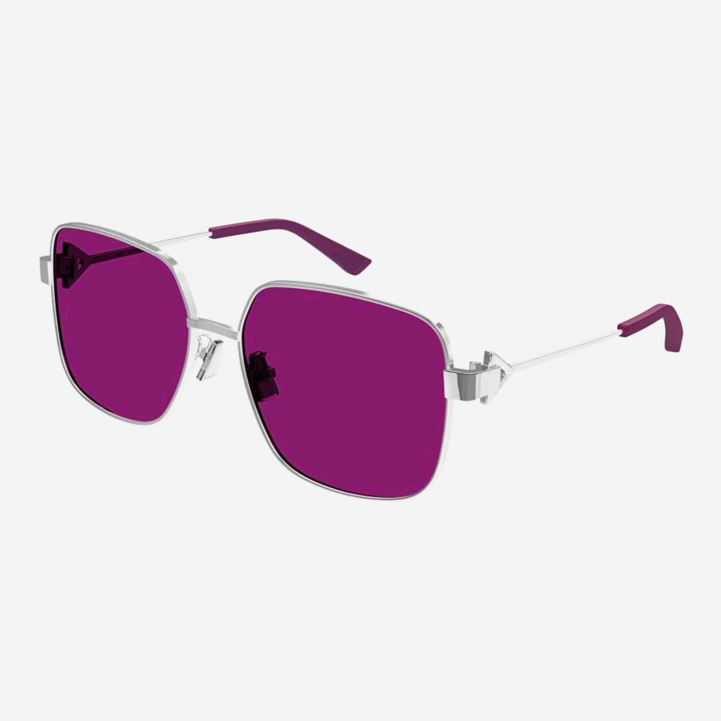Bottega 59mm Veneta Ghj Silver Geometric Women Sunglasses - Side View