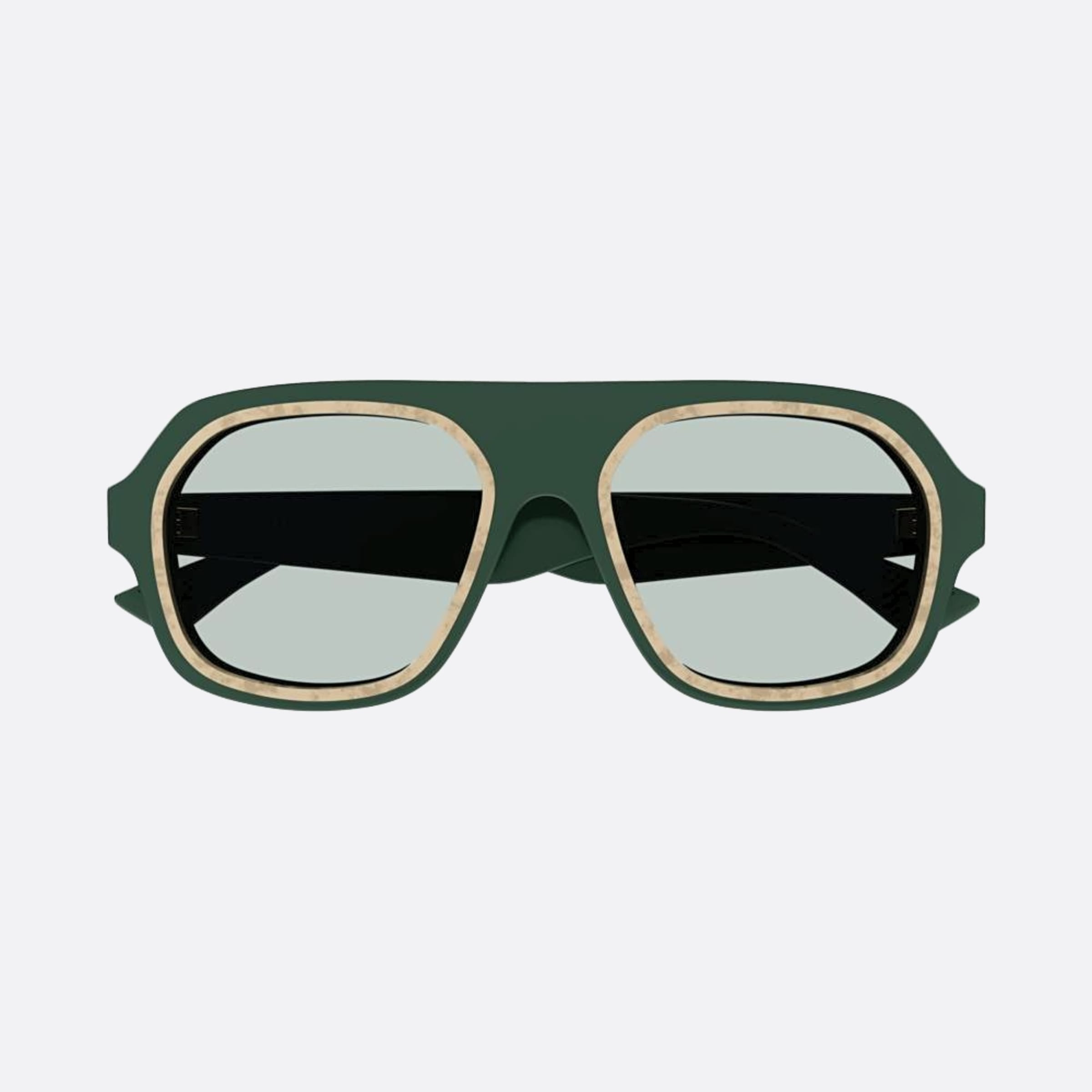 Bottega 53mm Veneta Green Shield Man Sunglasses - Main View