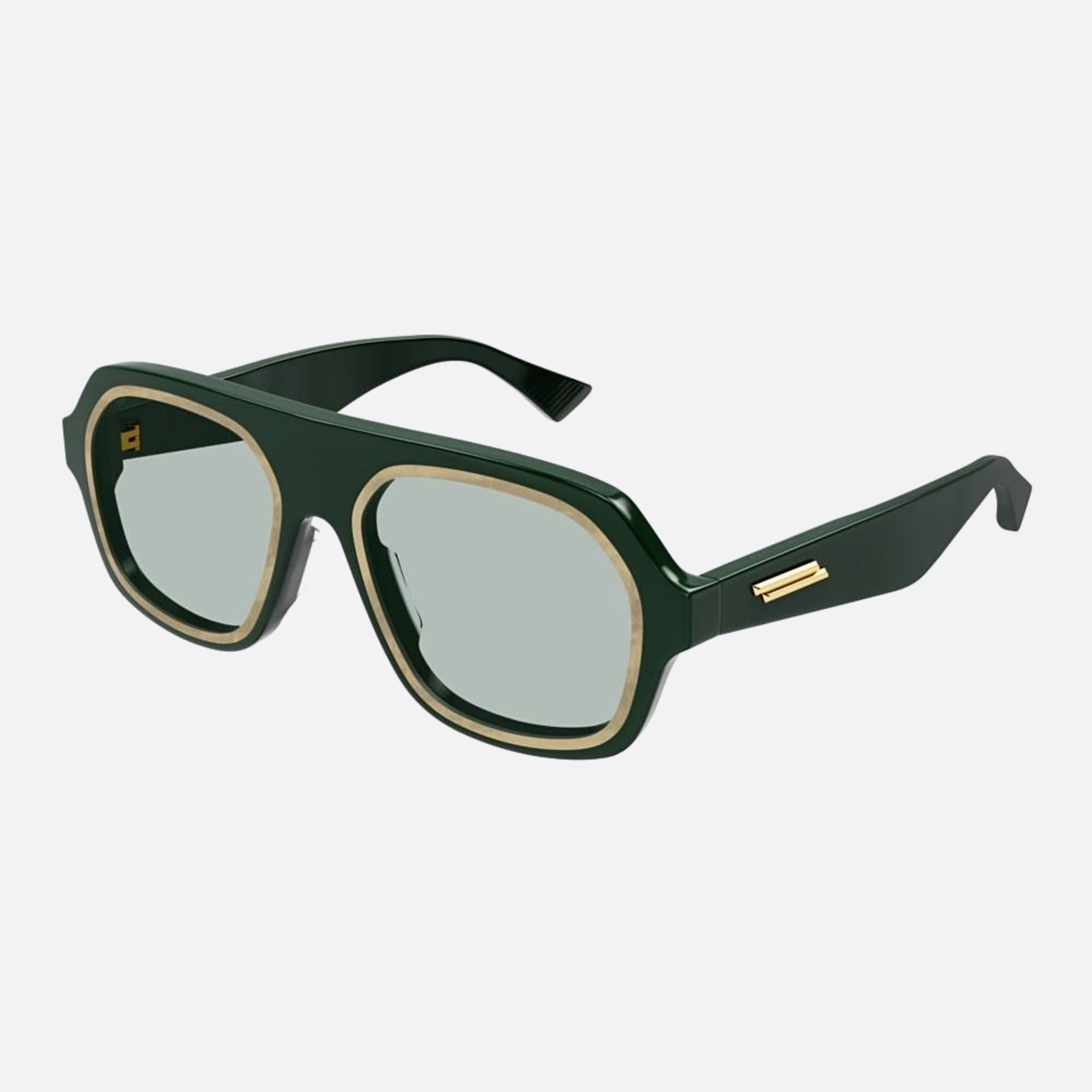 Bottega 53mm Veneta Green Shield Man Sunglasses - Side View