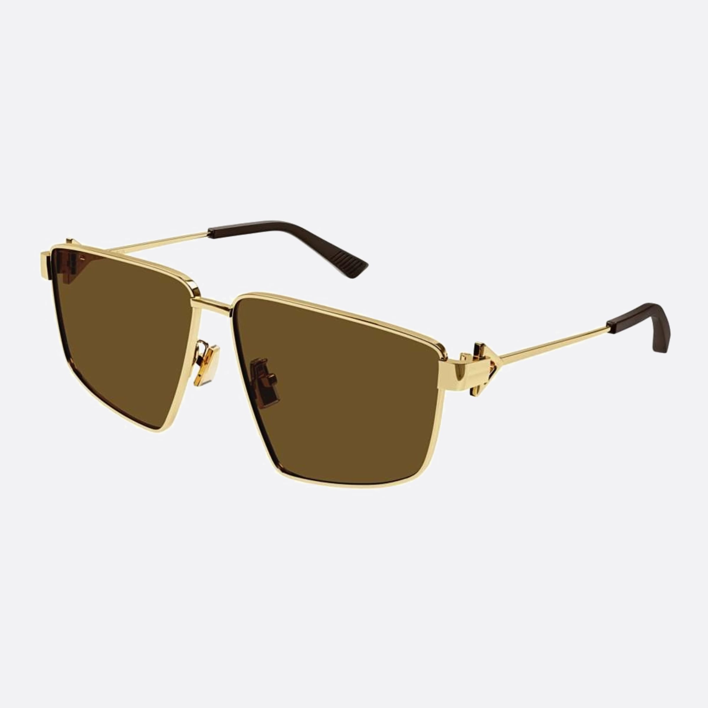 Bottega 61mm Veneta Gold Squared Woman Sunglasses - Side View
