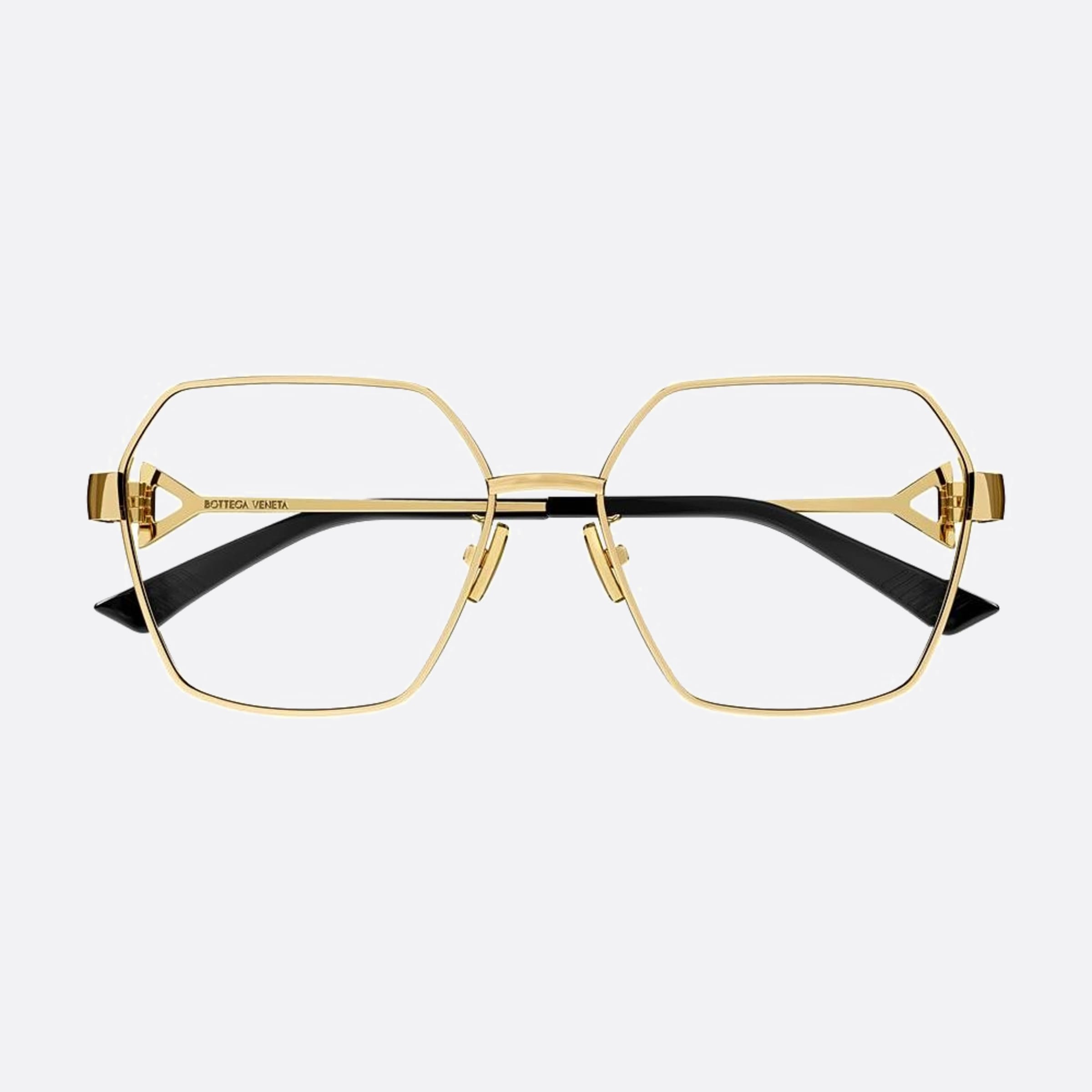 Bottega 57mm Veneta Gold Squared Woman Eyeglasses - Detail View