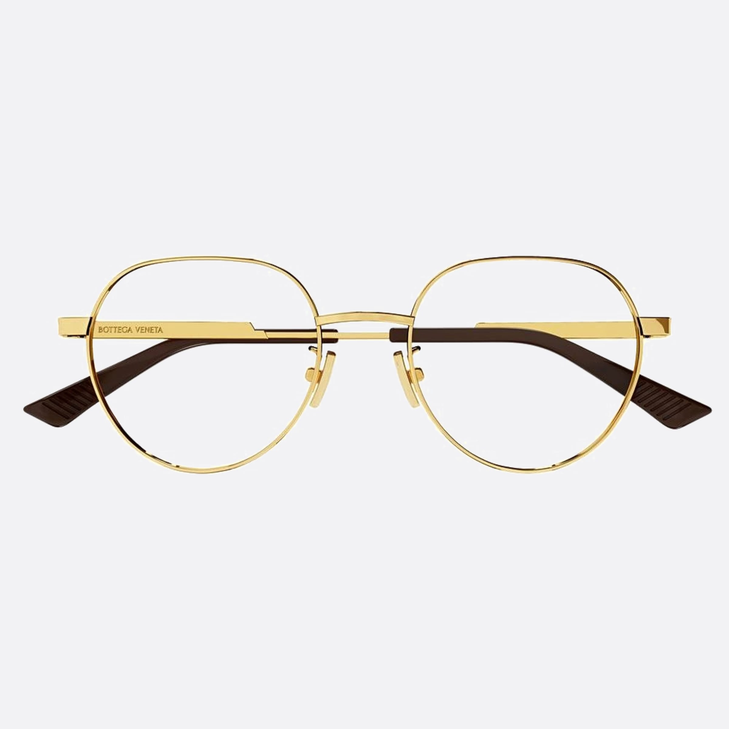 Bottega 51mm Veneta Gold Round Unisex Eyeglasses - Main View