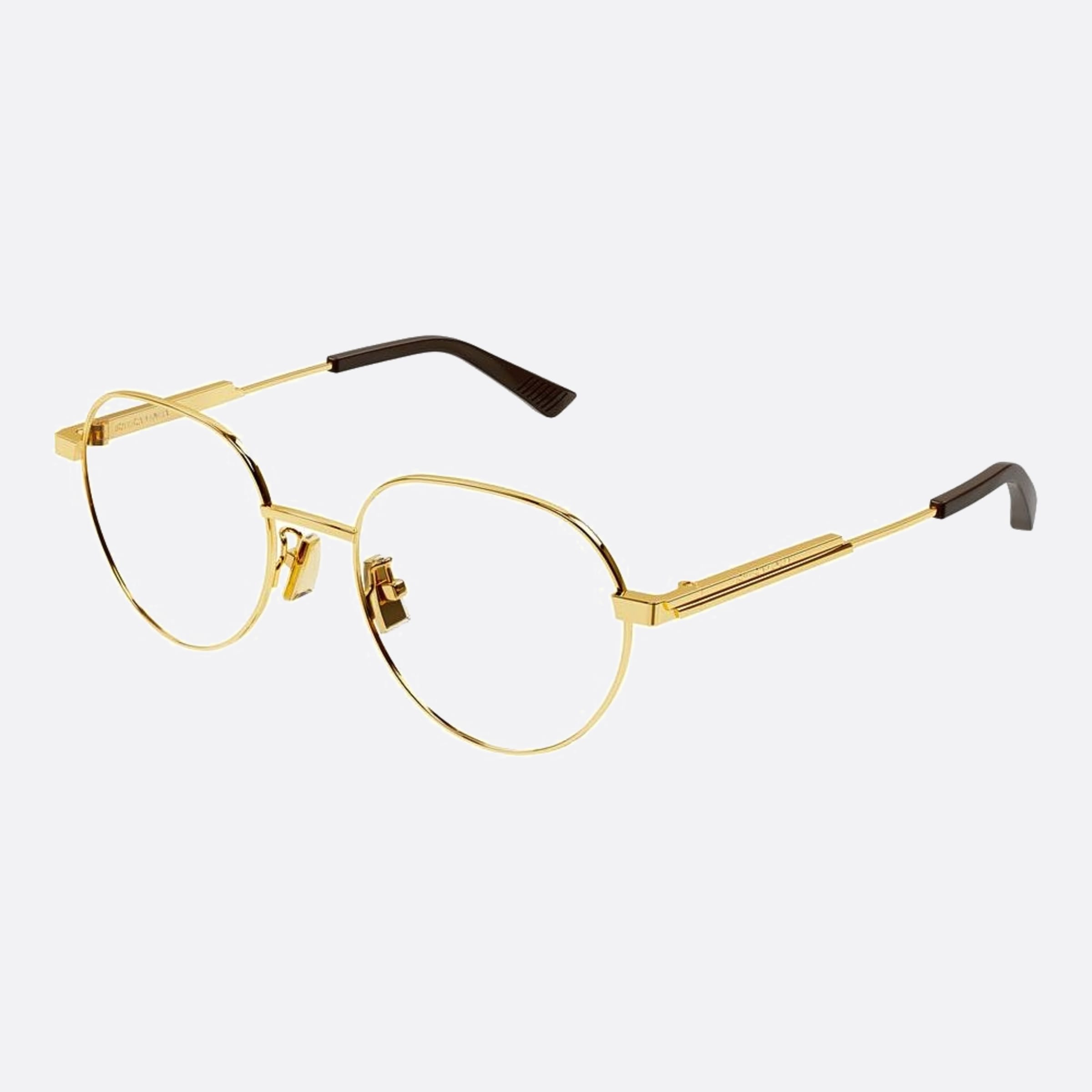 Bottega 51mm Veneta Gold Round Unisex Eyeglasses - Side View