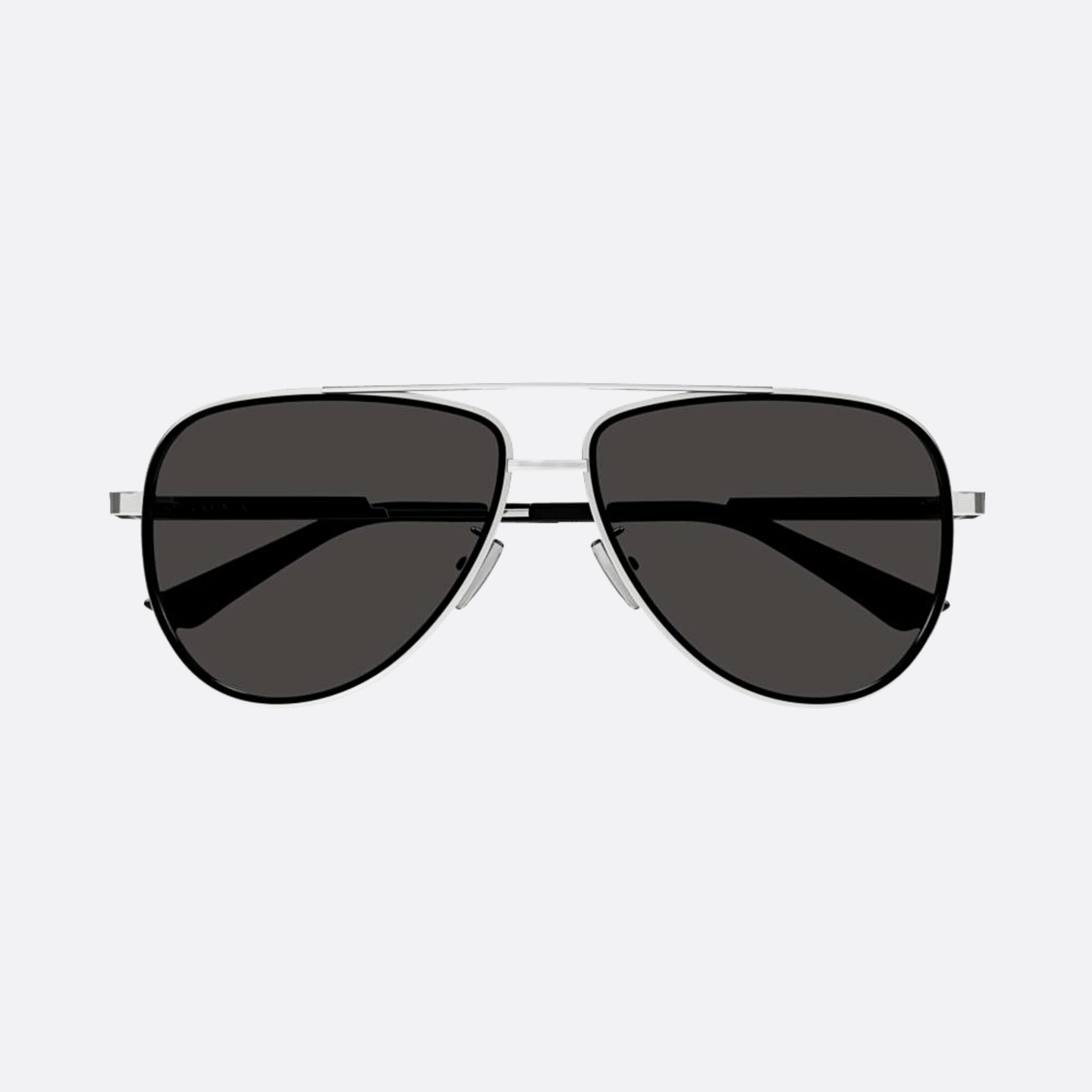 Bottega 59mm Veneta Btr Silver Pilot Man Sunglasses - Main View