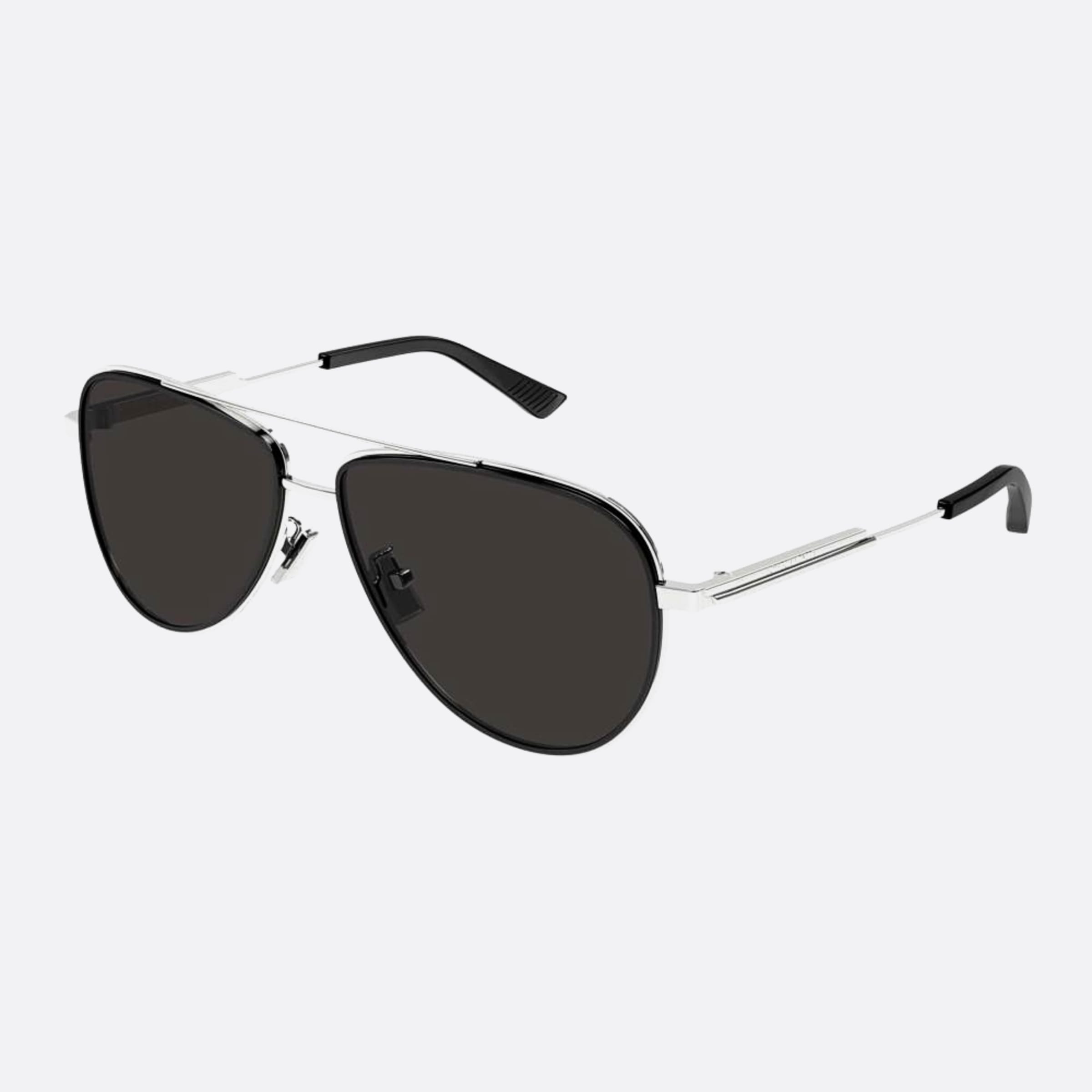 Bottega 59mm Veneta Btr Silver Pilot Man Sunglasses - Side View