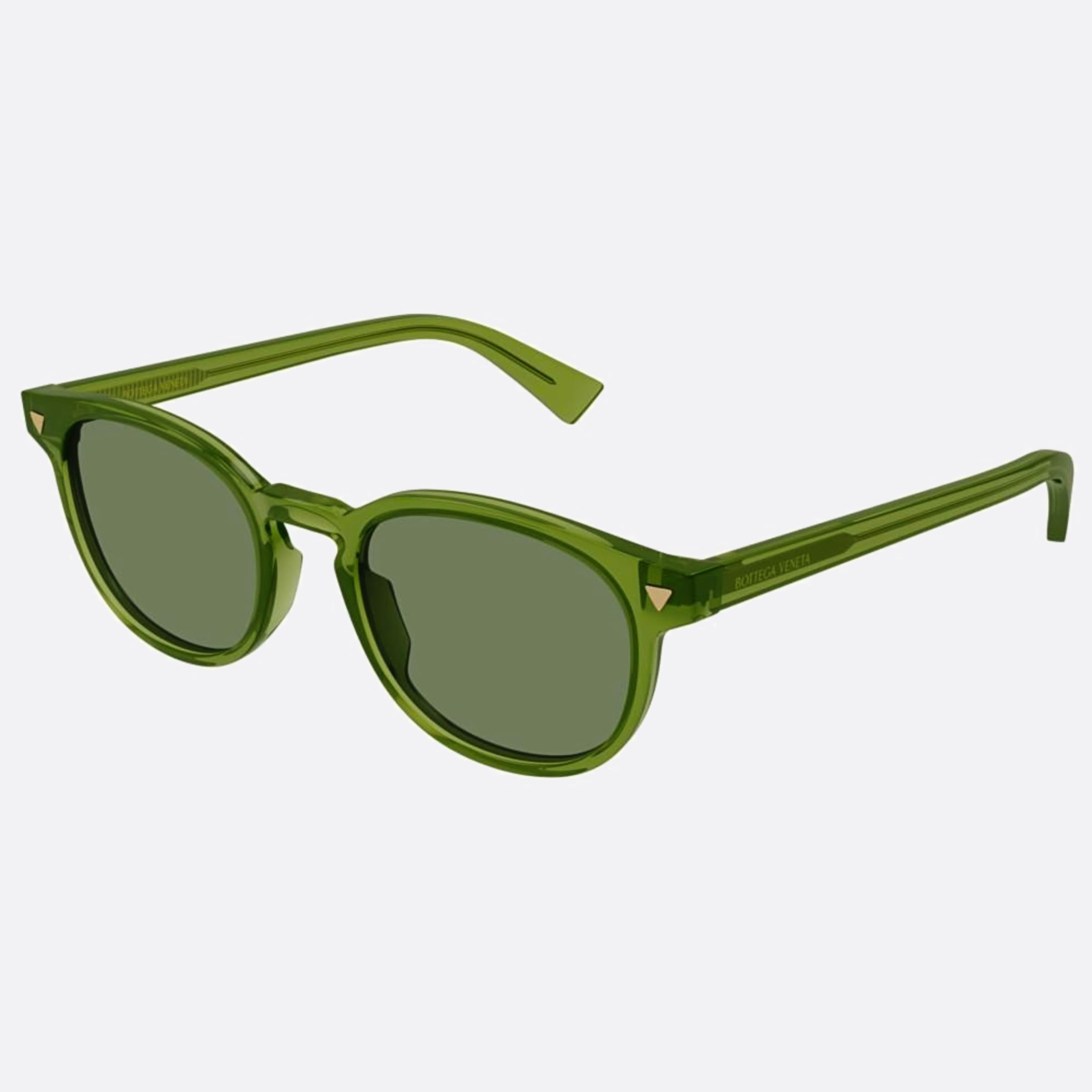 Bottega 50mm Veneta Green Round Man Sunglasses - Side View