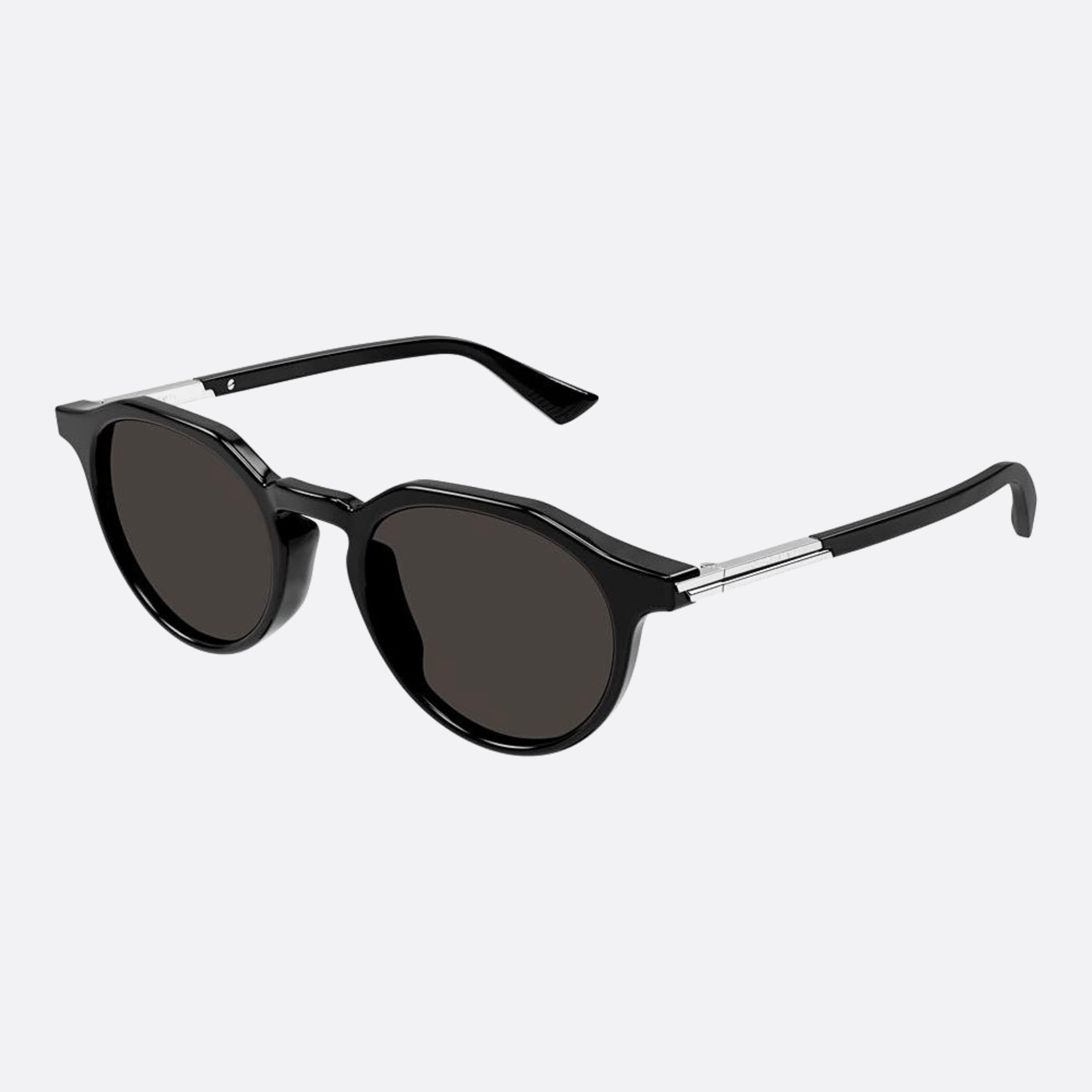 Bottega 49mm Veneta Black Round Man Sunglasses - Side View