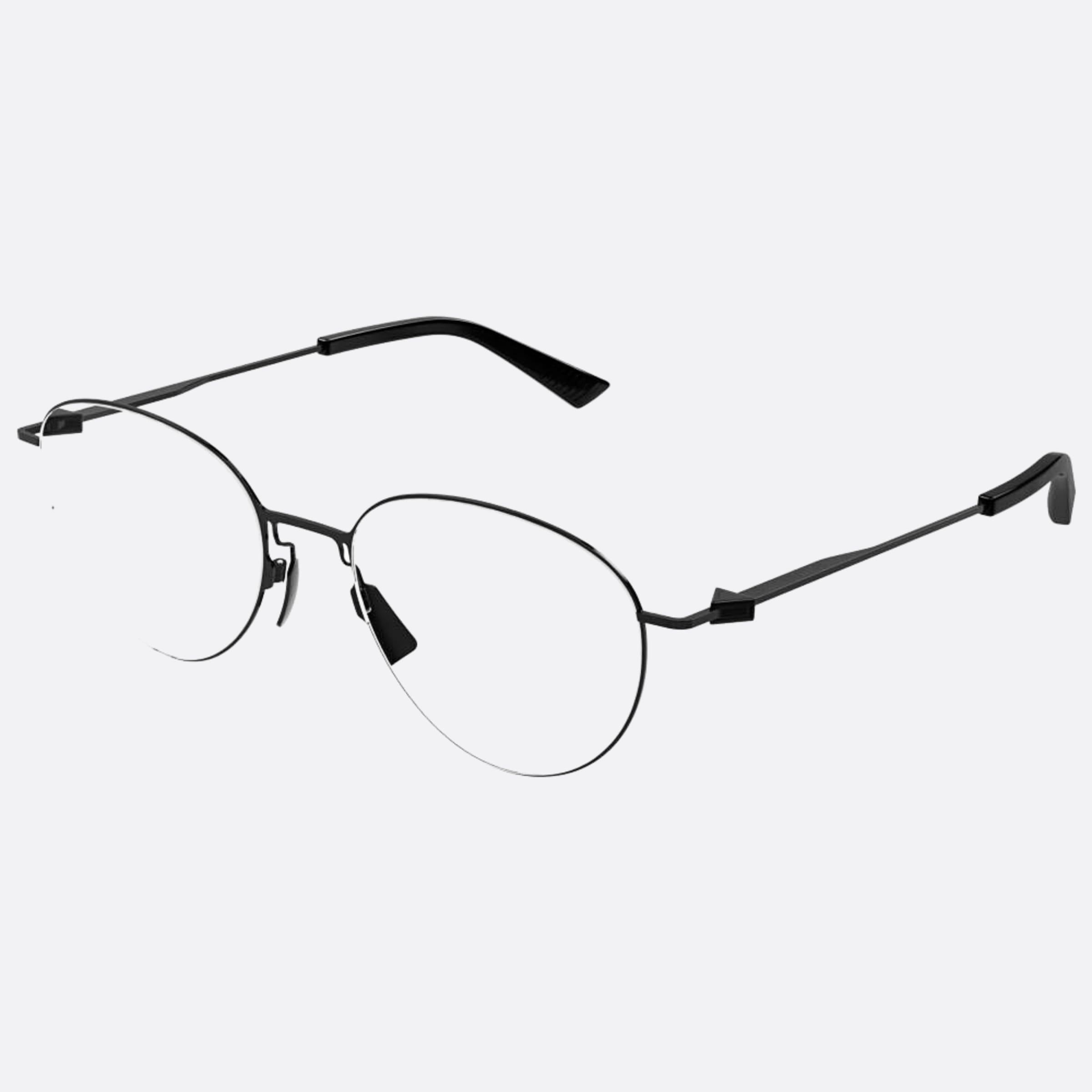 Bottega 50mm Veneta Black Round Man Eyeglasses - Side View