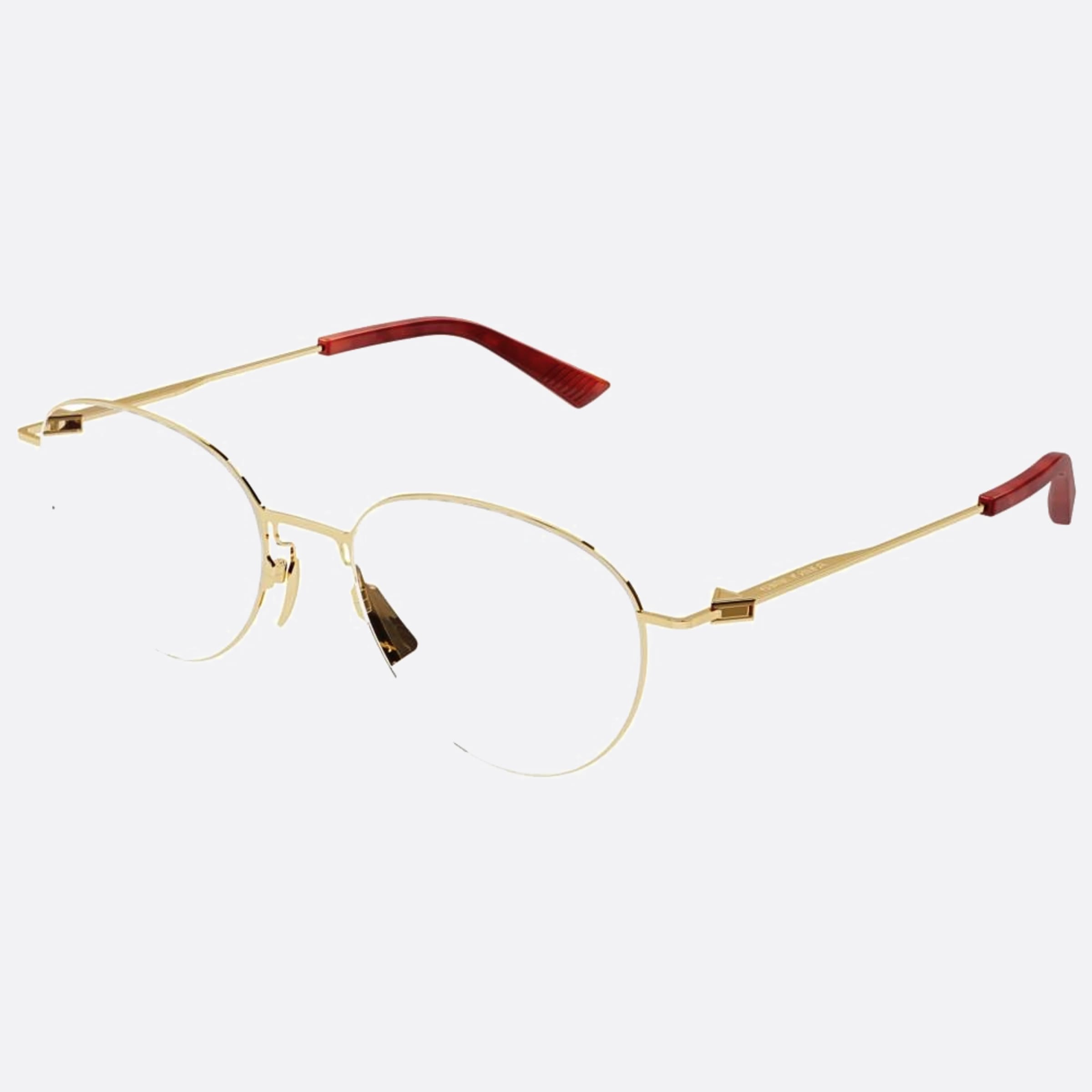 Bottega 50mm Veneta Gold Round Man Eyeglasses - Side View