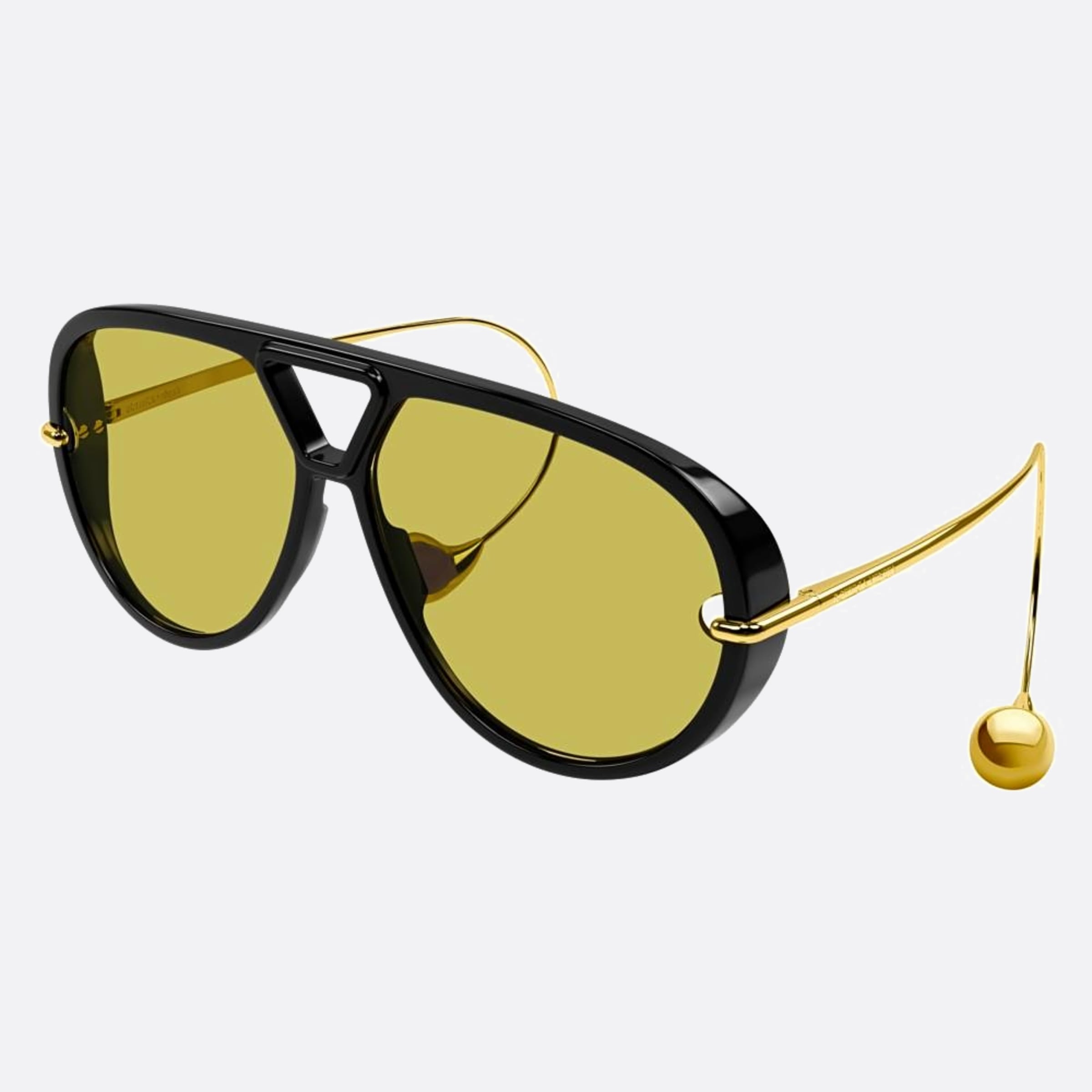 Bottega 63mm Veneta Black Pilot Woman Sunglasses - Side View