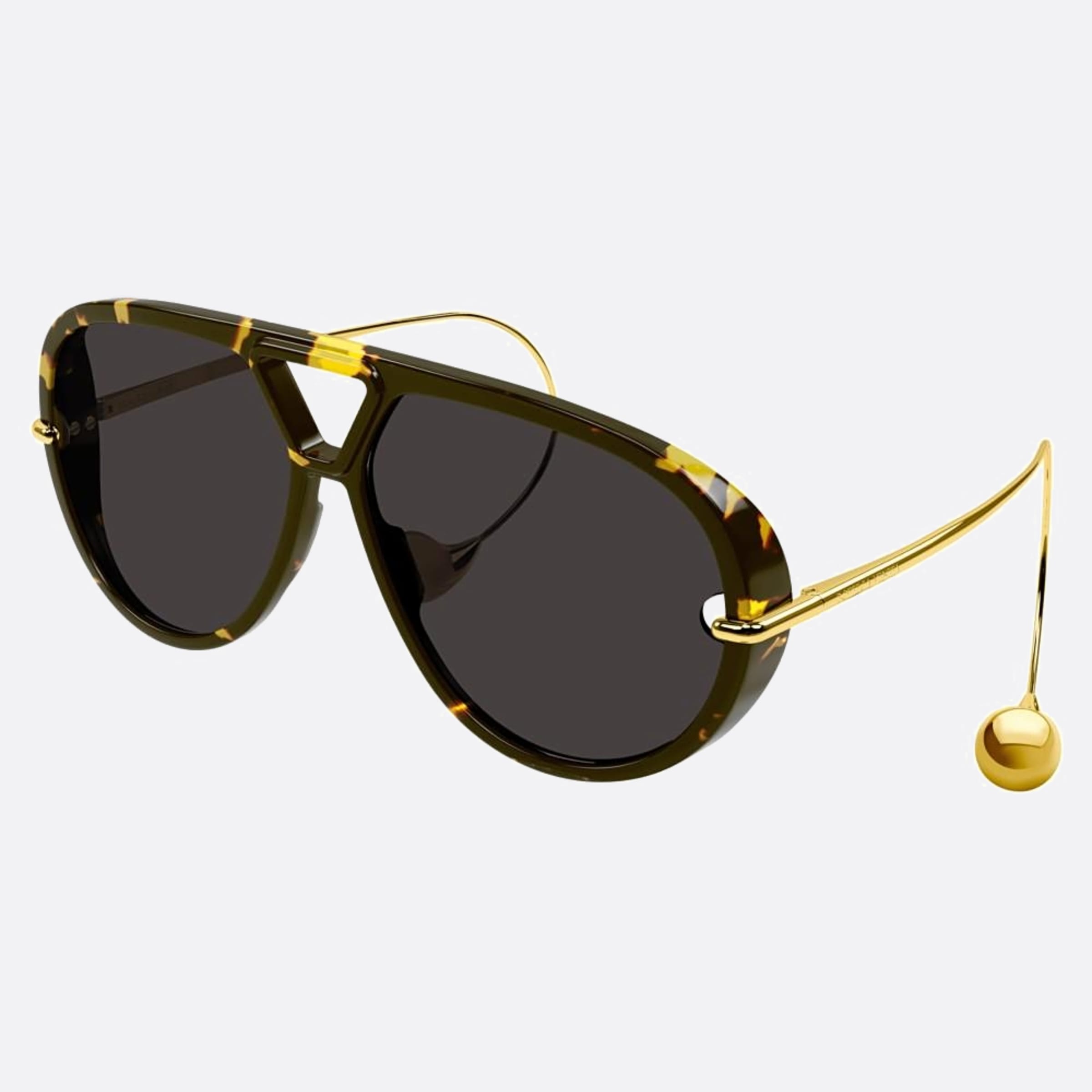 Bottega 63mm Veneta Havana Pilot Woman Sunglasses - Side View