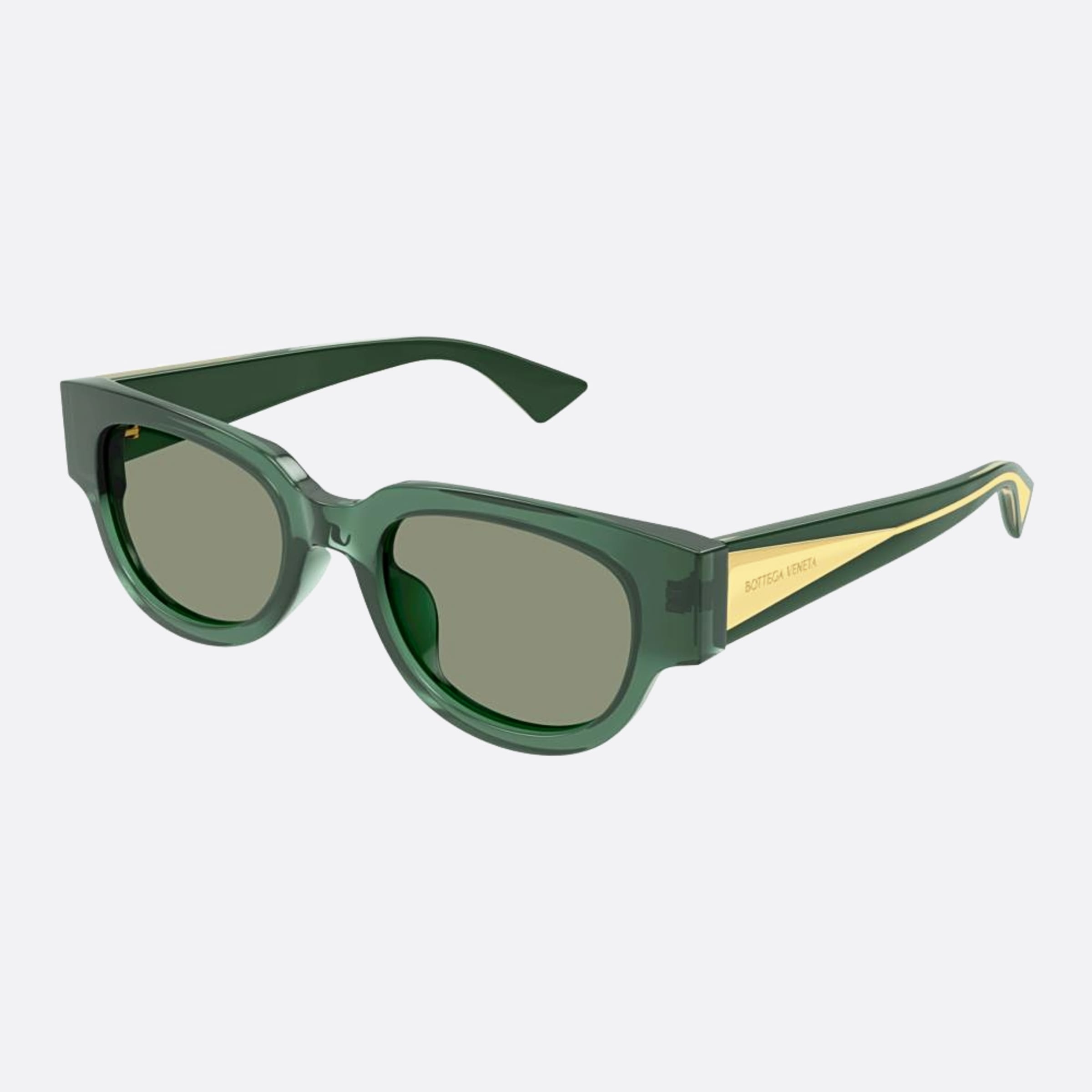 Bottega 52mm Veneta Bv1278sa Green Squared Woman Sunglasses - Side View