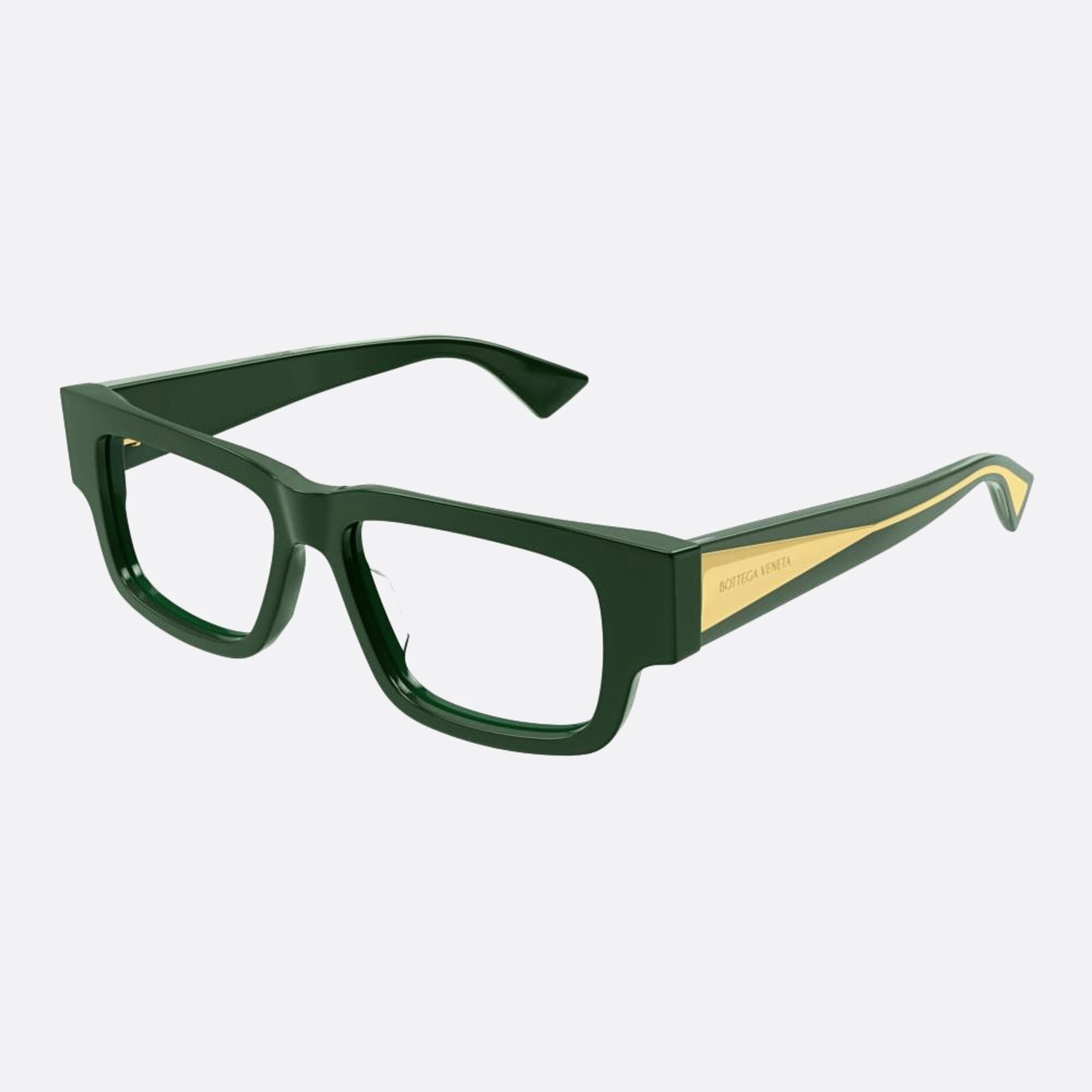 Bottega 51mm Veneta Green Rectangle Woman Eyeglasses - Side View