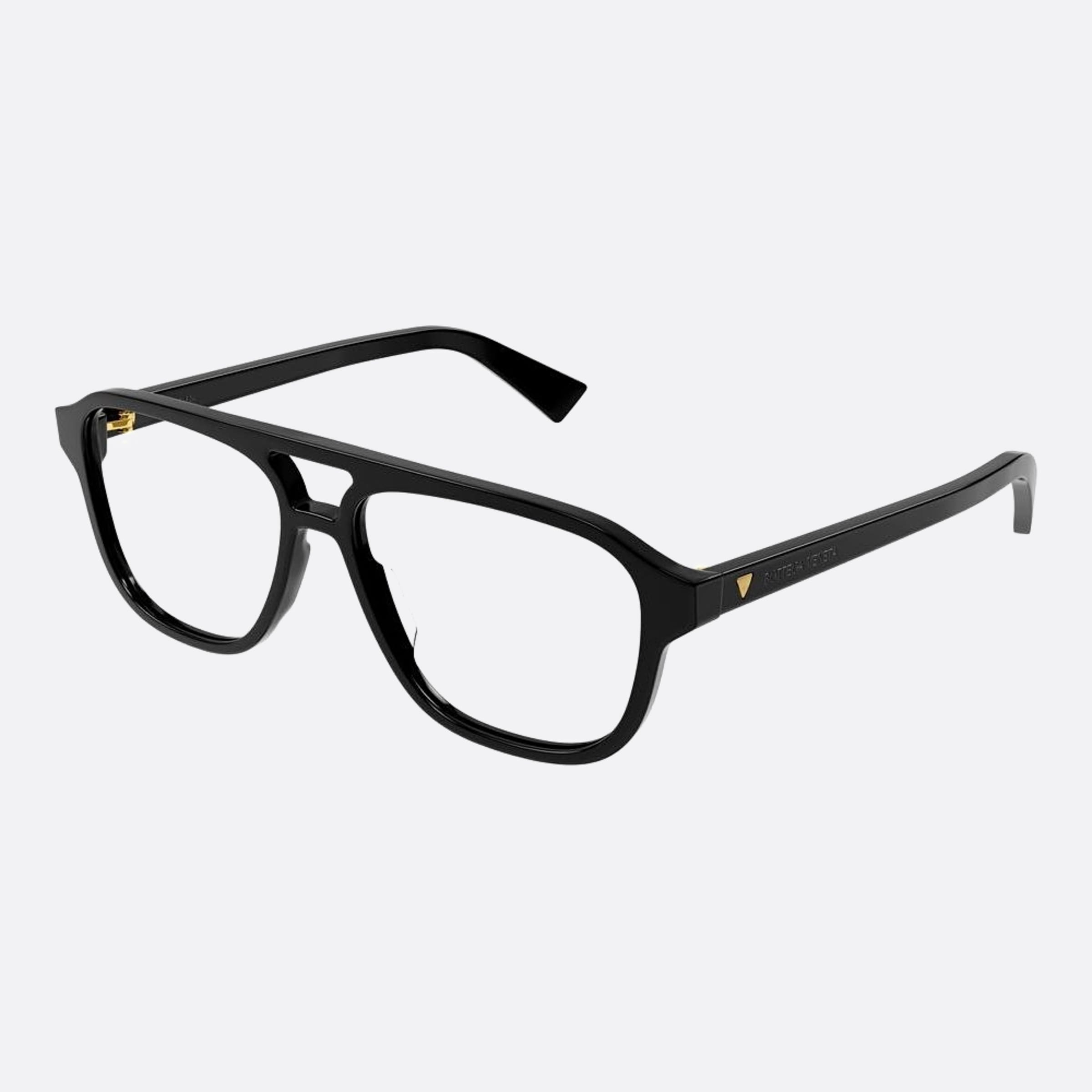 Bottega 56mm Veneta Black Pilot Man Eyeglasses - Side View
