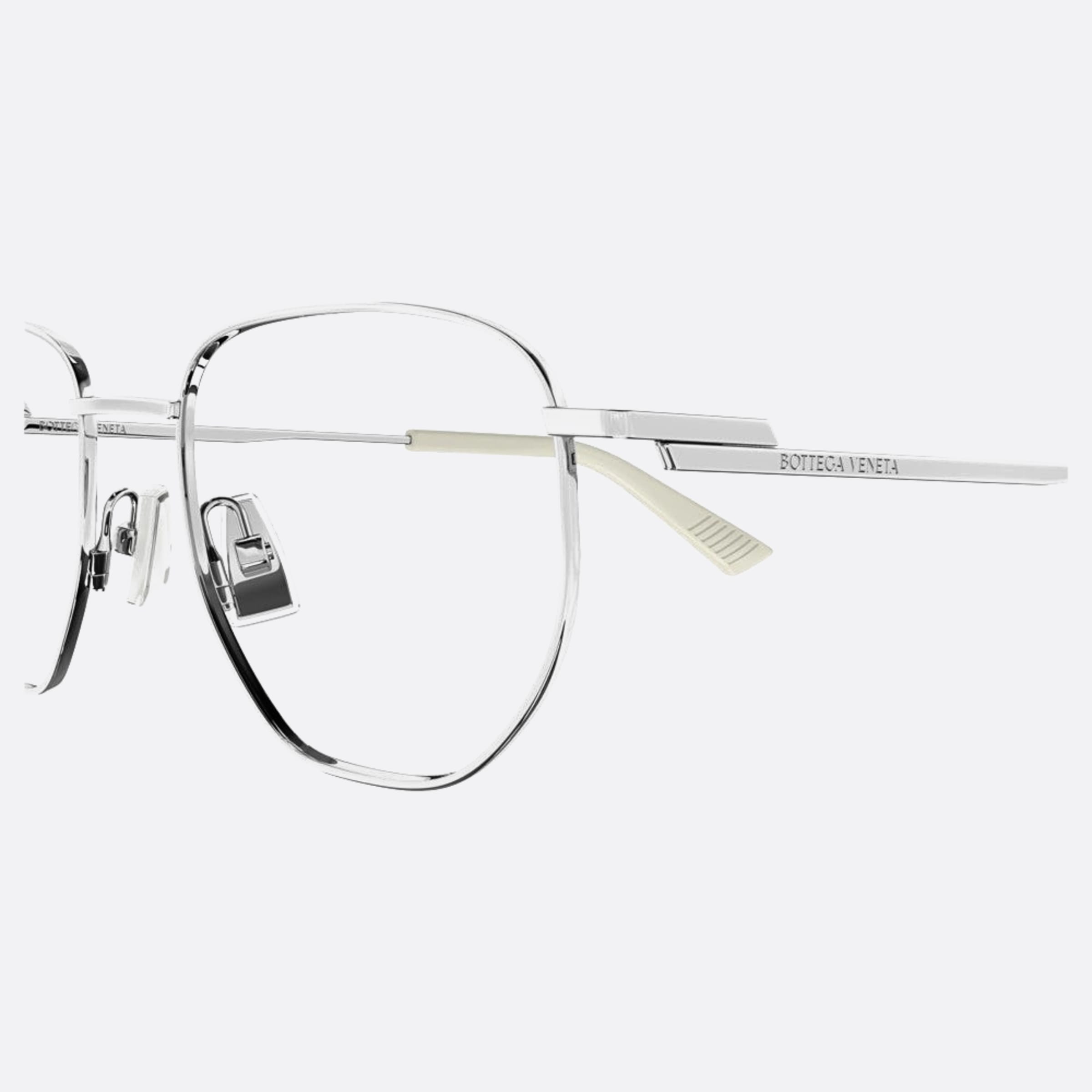 Bottega 50mm Veneta Silver Pantos Unisex Eyeglasses - Detail View
