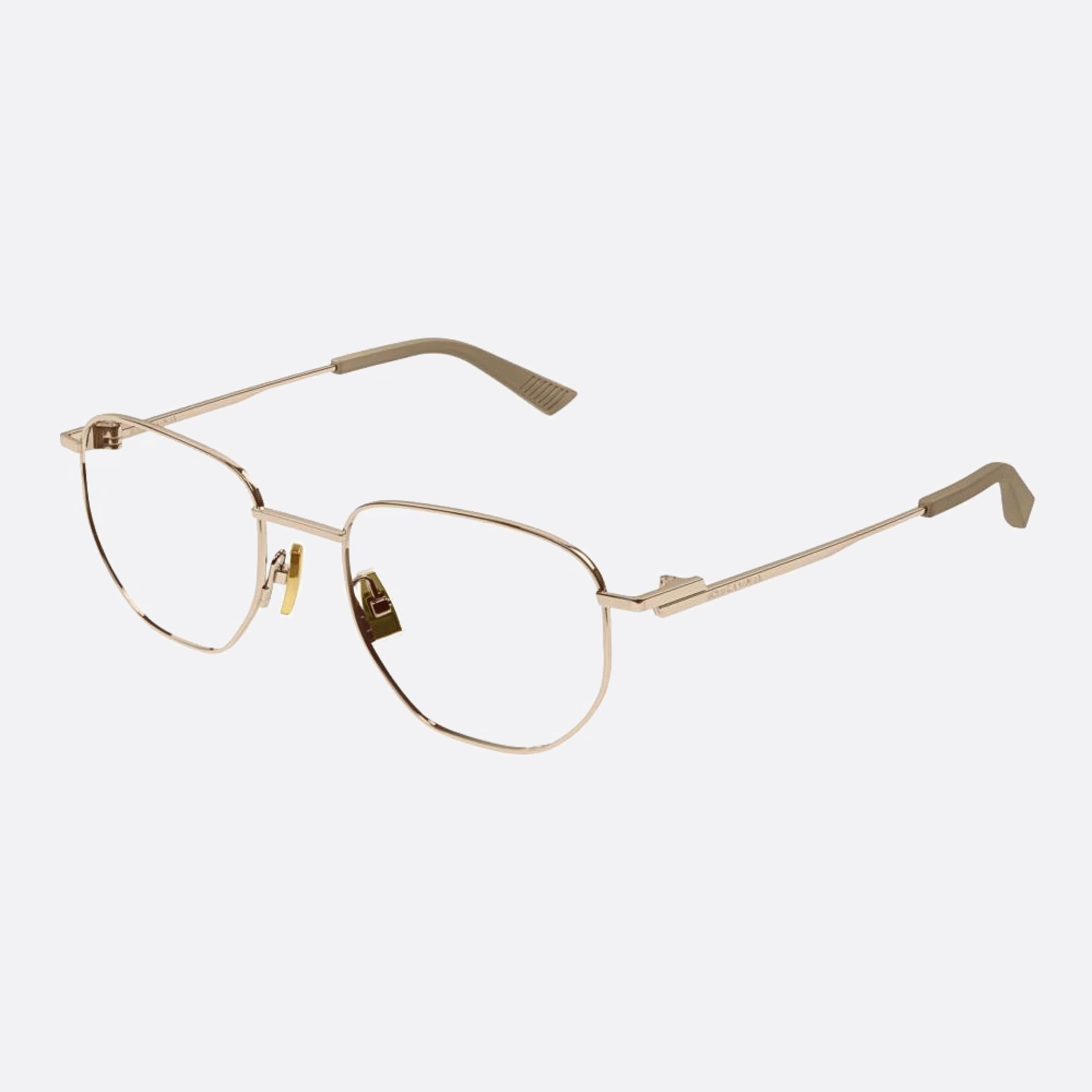 Bottega 50mm Veneta Rose Gold Pantos Unisex Eyeglasses - Side View