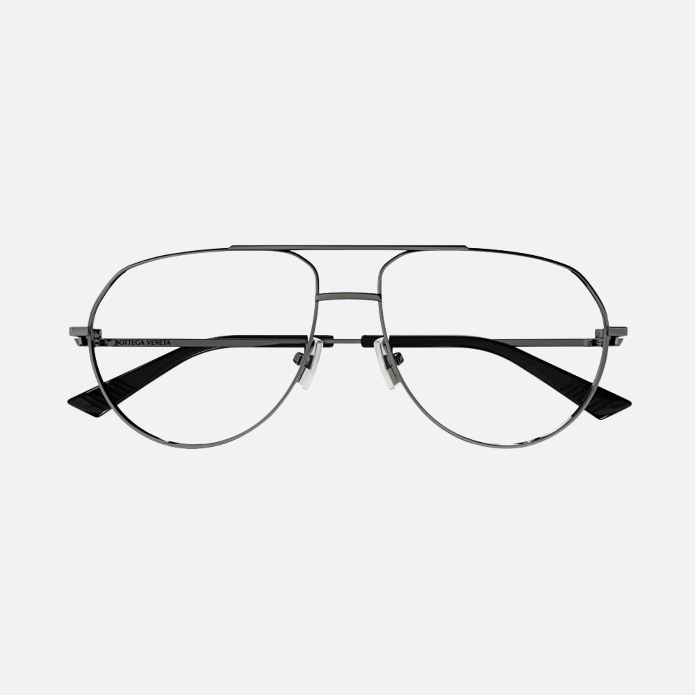 Bottega 57mm Veneta Ruthenium Pilot Unisex Eyeglasses - Main View