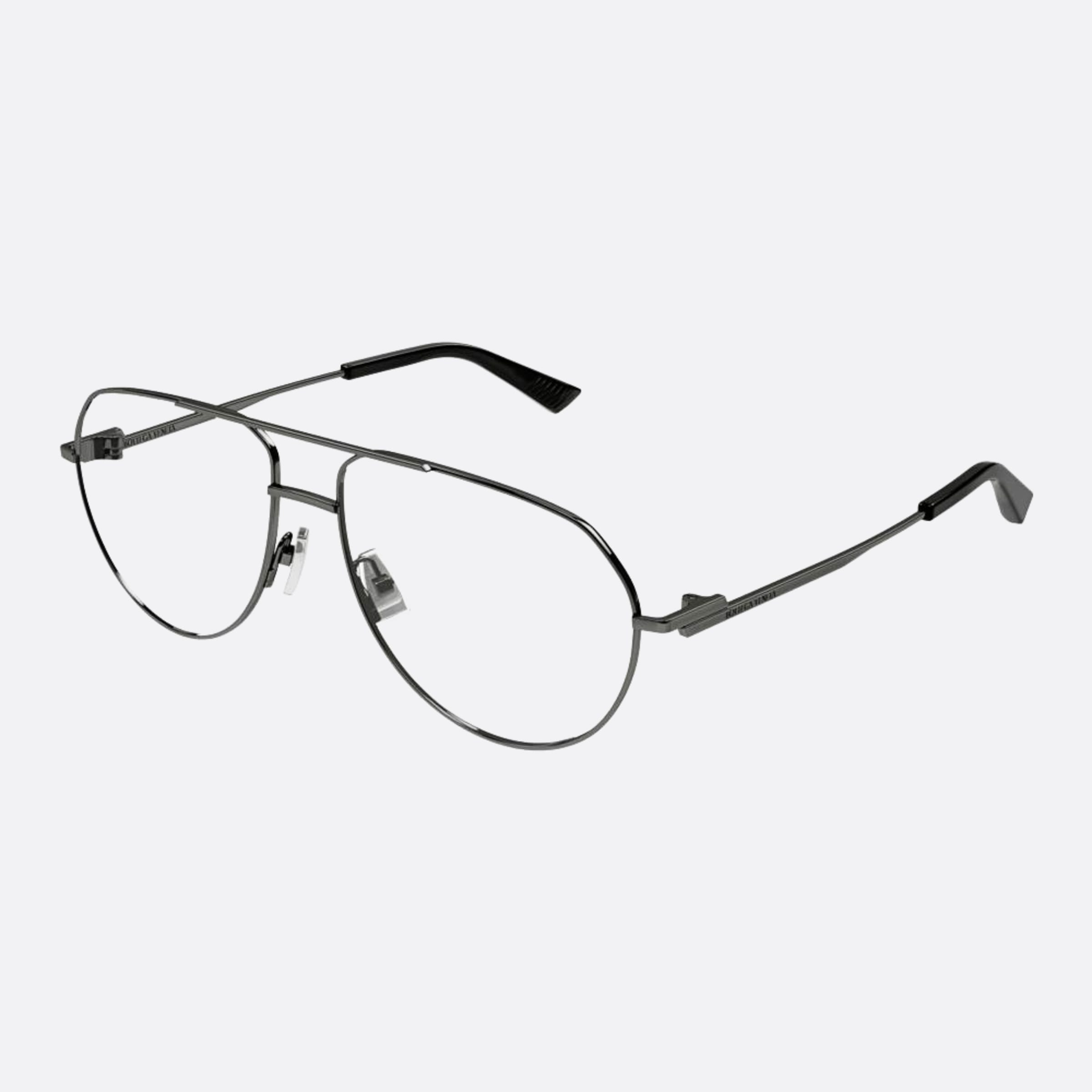 Bottega 57mm Veneta Ruthenium Pilot Unisex Eyeglasses - Side View