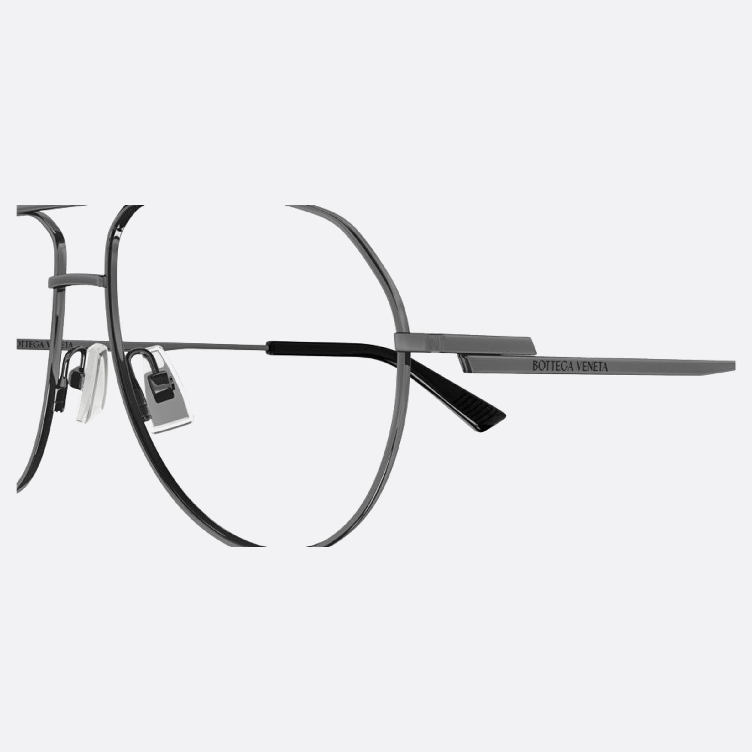Bottega 57mm Veneta Ruthenium Pilot Unisex Eyeglasses - Detail View