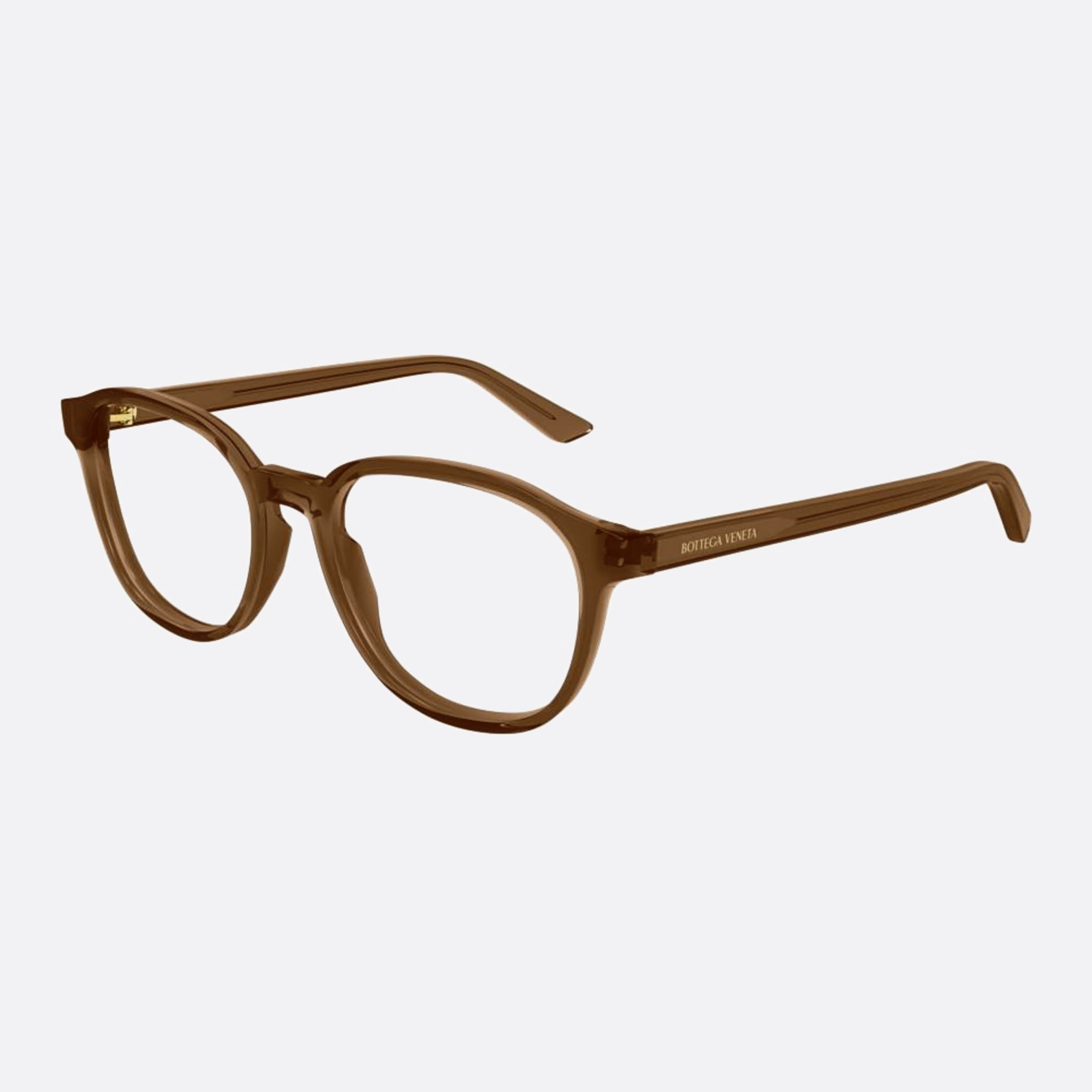 Bottega 52mm Veneta Brown Round Man Eyeglasses - Side View