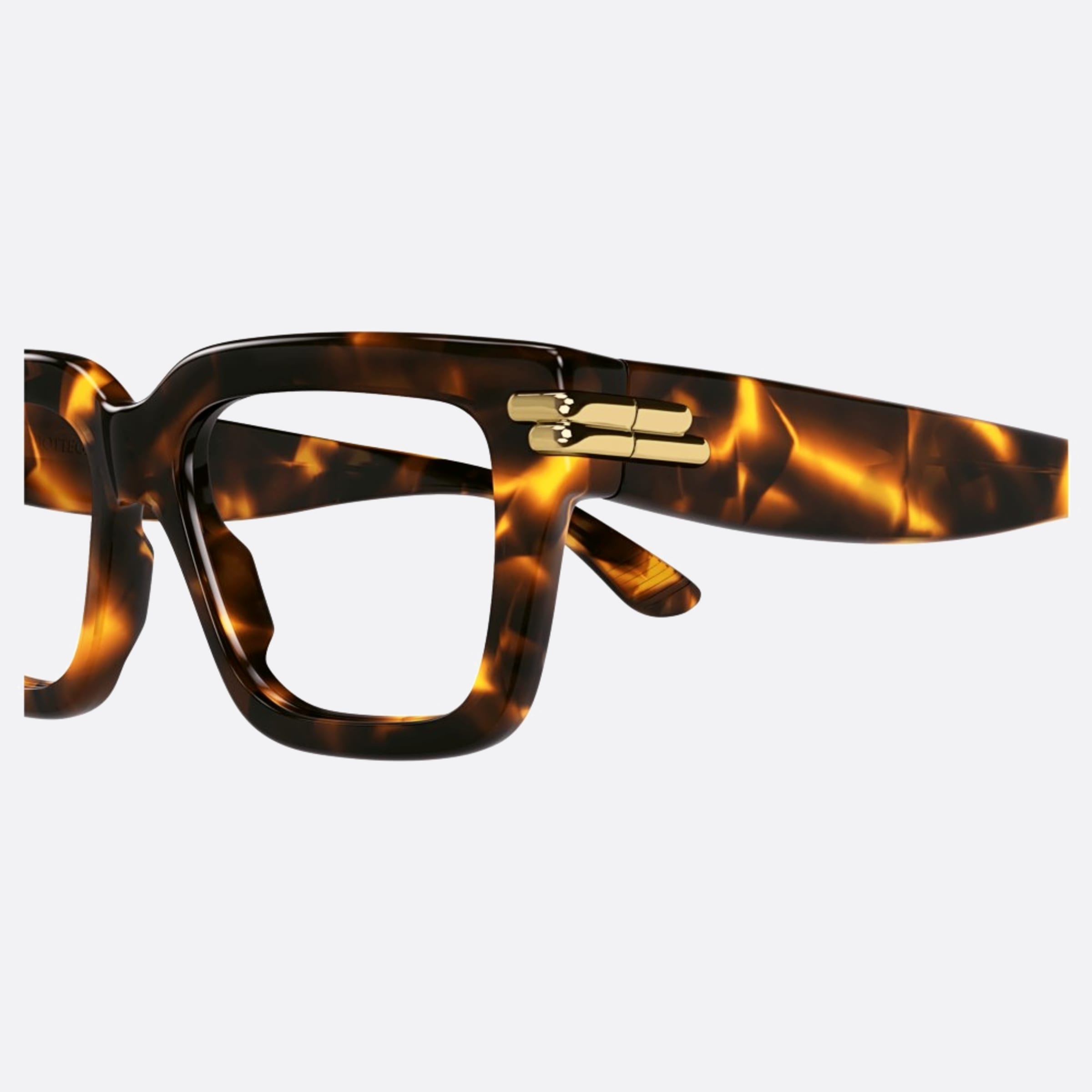 Bottega 53mm Veneta Havana Squared Unisex Eyeglasses - Detail View