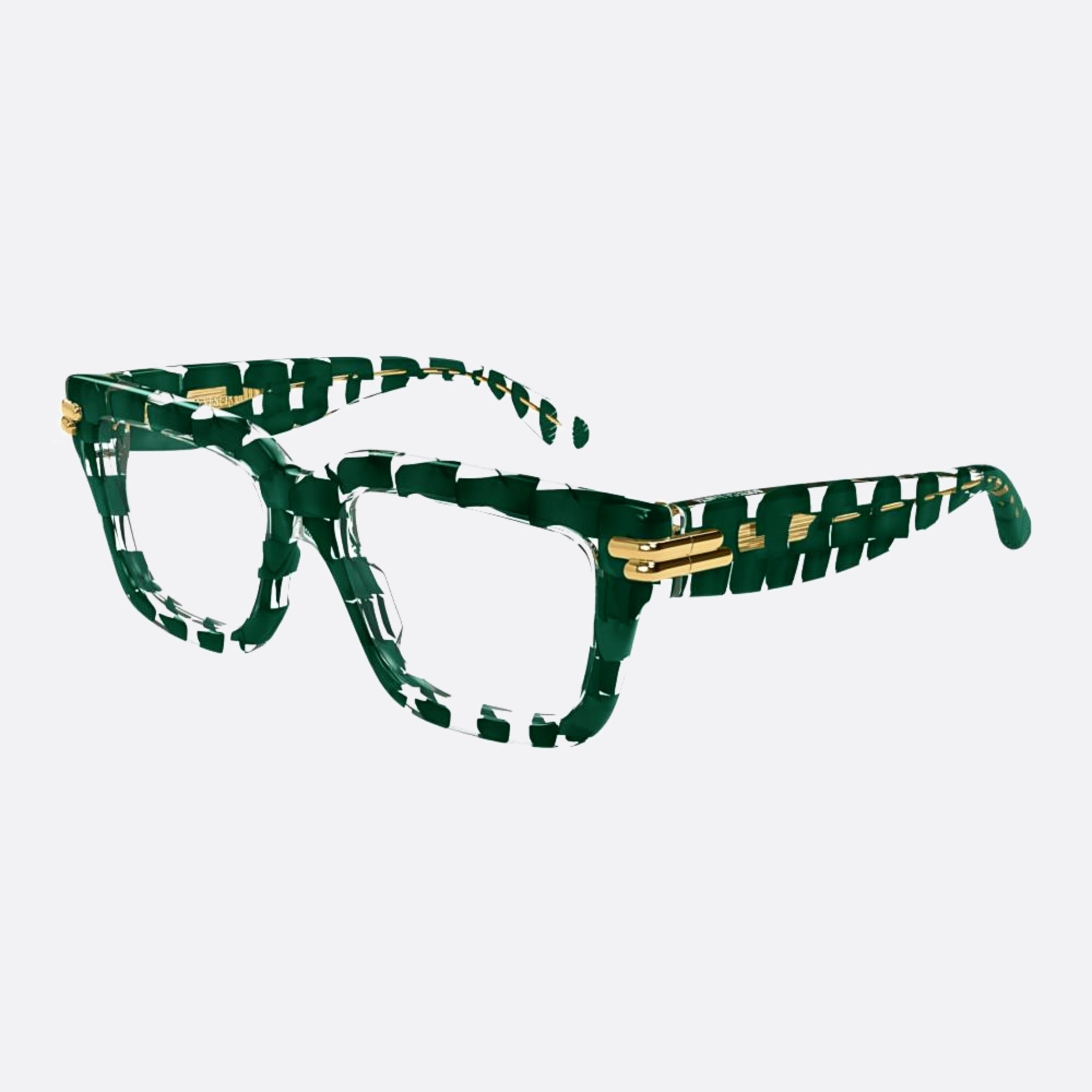 Bottega 53mm Veneta Trgn Green Squared Unisex Eyeglasses - Side View