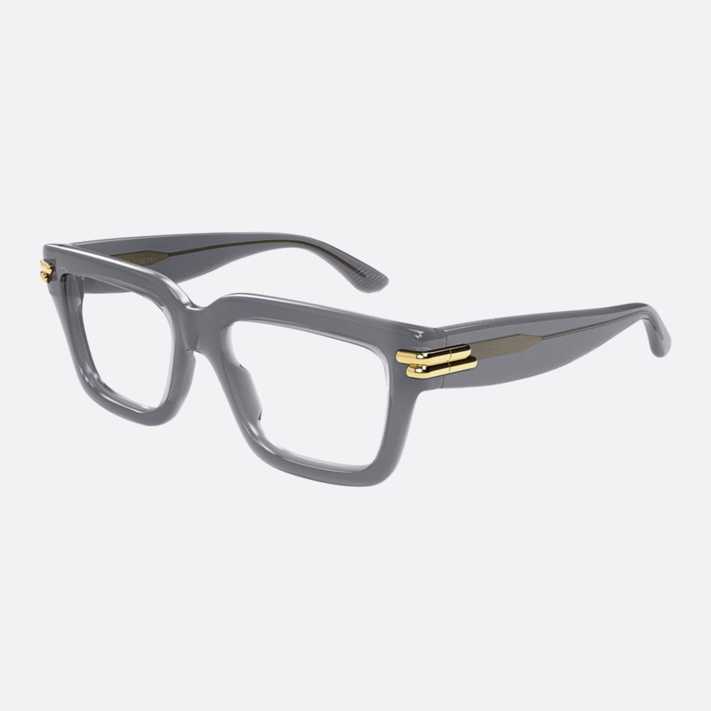 Bottega 53mm Veneta Grey Squared Unisex Eyeglasses - Side View