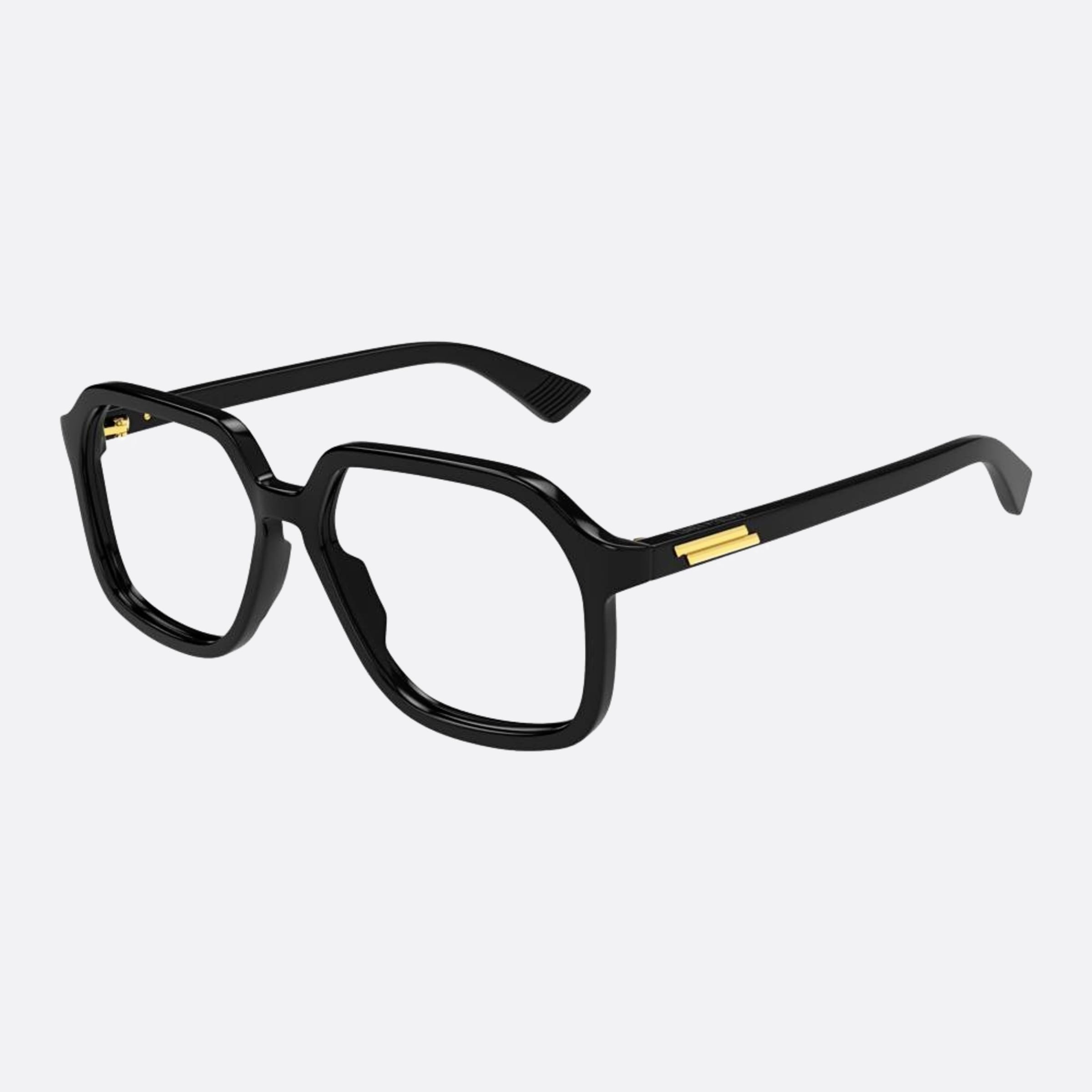 Bottega 55mm Veneta Black Squared Unisex Eyeglasses - Side View