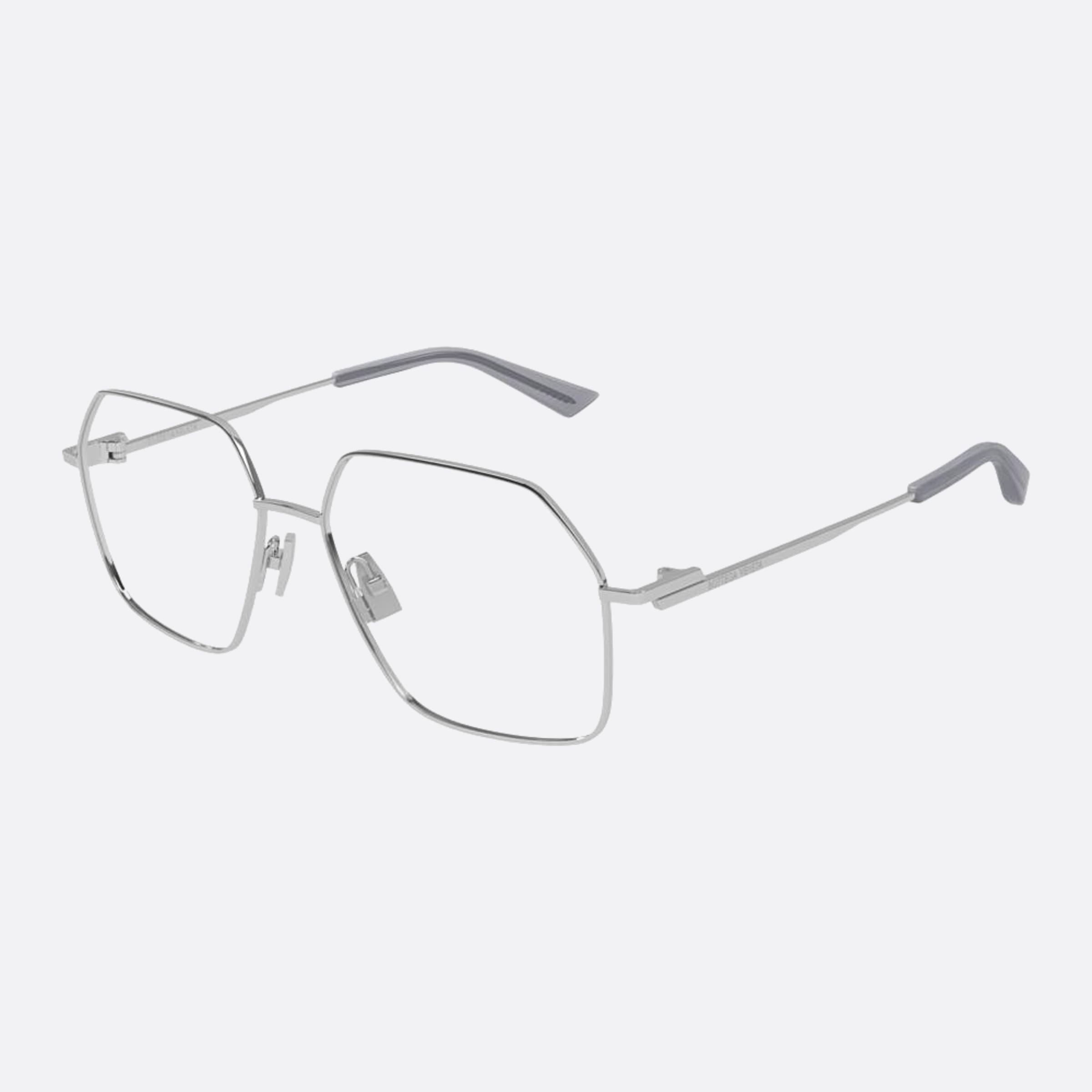 Bottega 55mm Veneta Silver Geometric Woman Eyeglasses - Side View