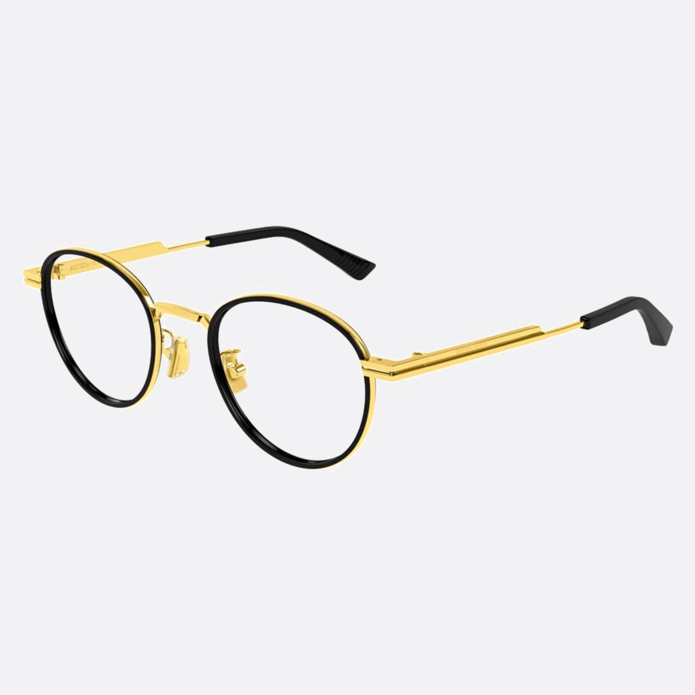 Bottega 48mm Veneta Gold Round Unisex Eyeglasses - Side View